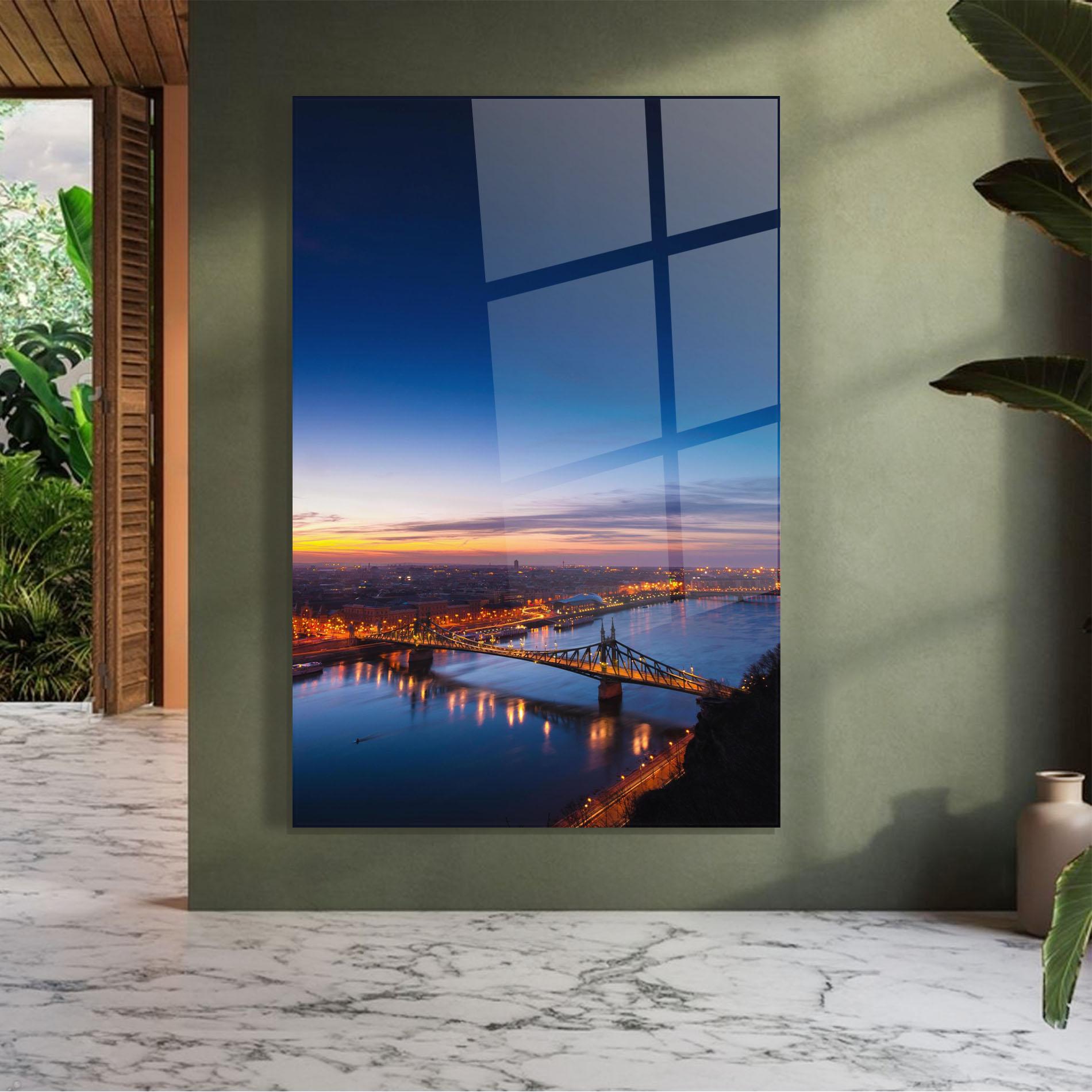 Glasbild Budapest Sunset mockup 7