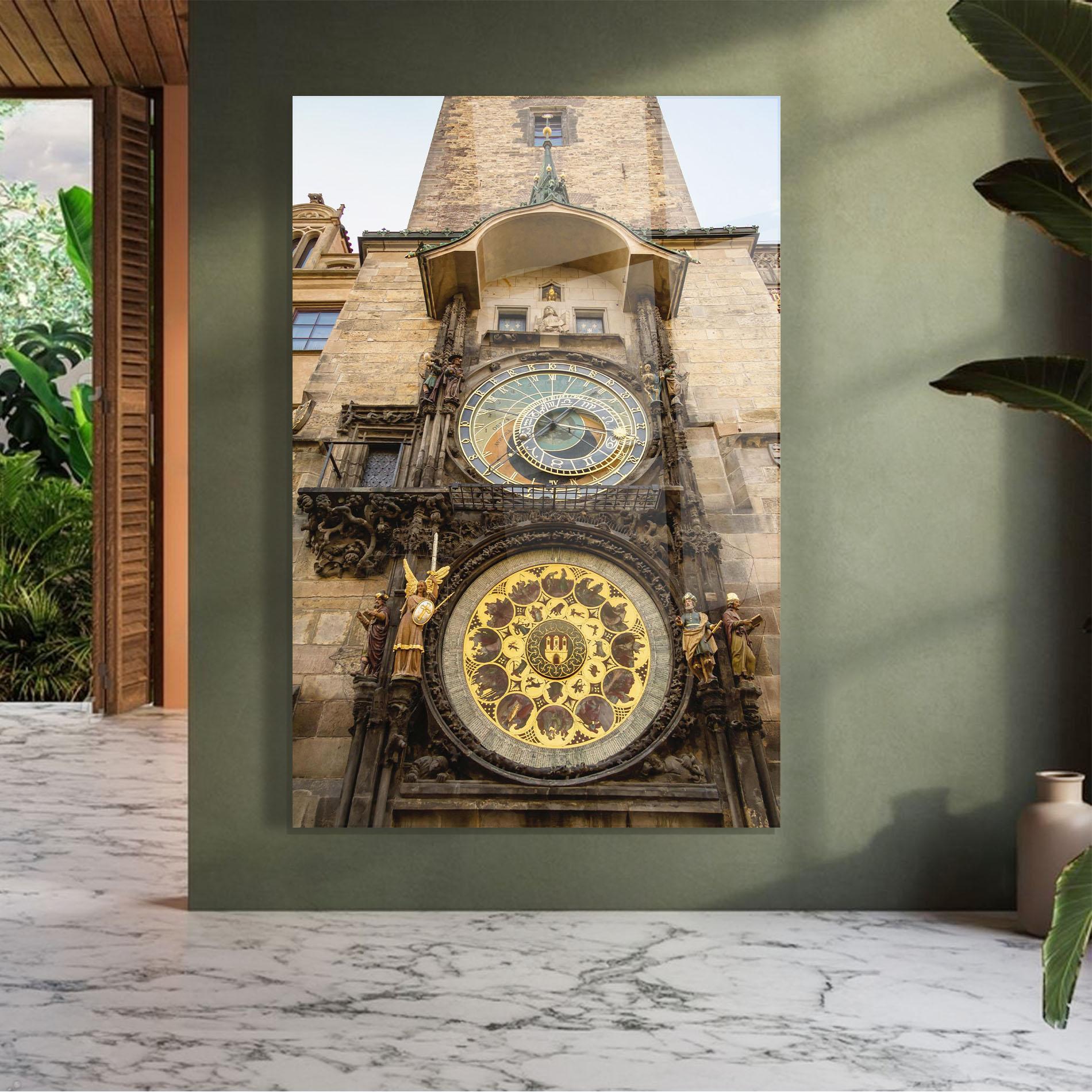 Glasbild Prague Clock mockup 7