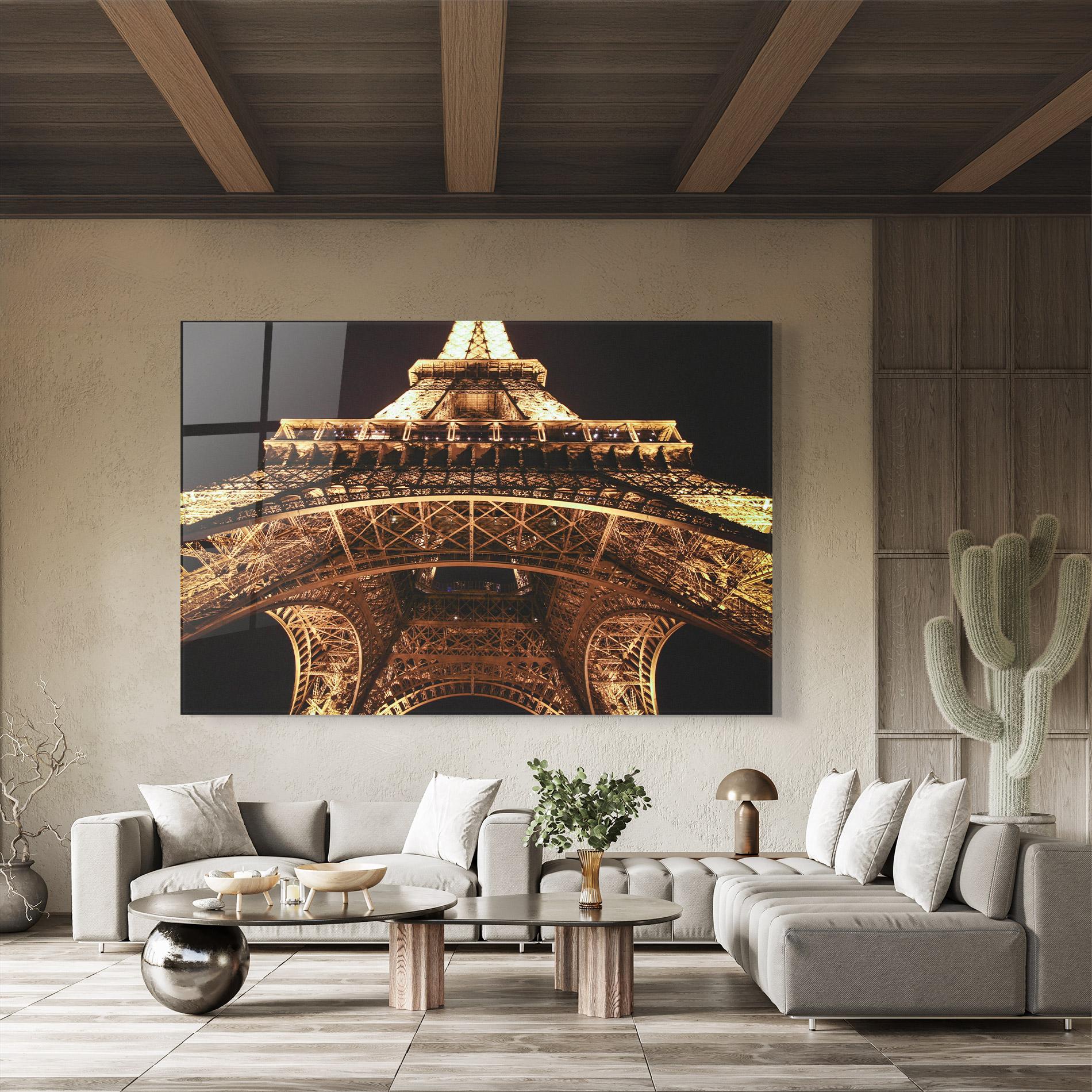 Glasbild Eiffel Tower At Night mockup 8