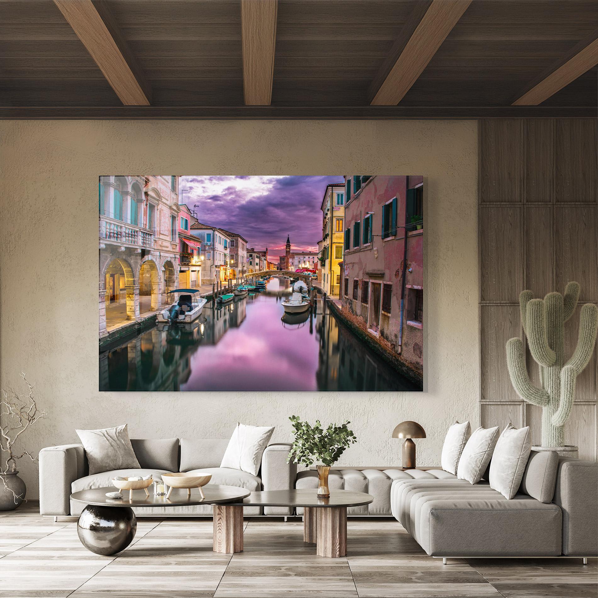 Glasbild Purple Light Venecia mockup 8