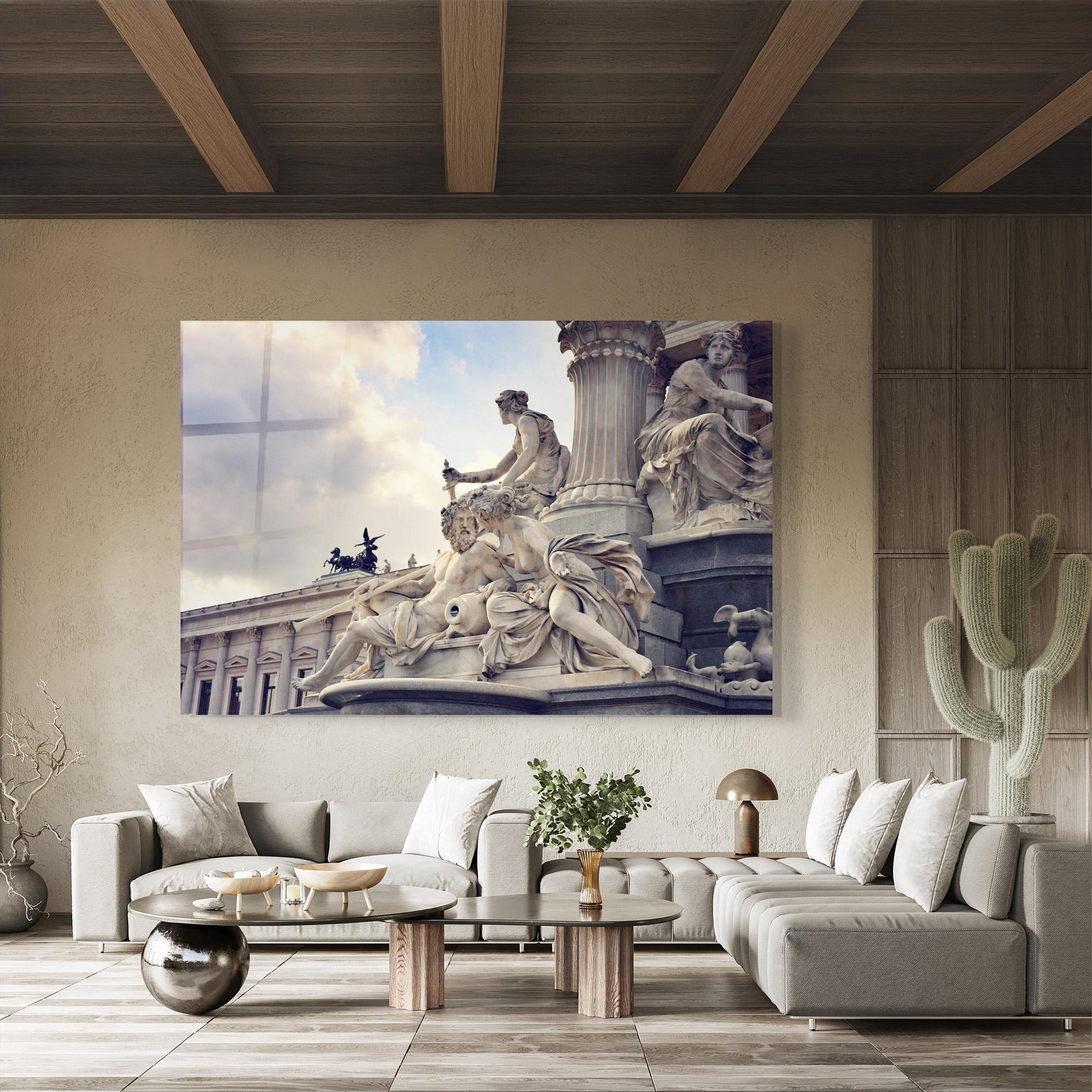 Glasbild Vienna Statue mockup 8