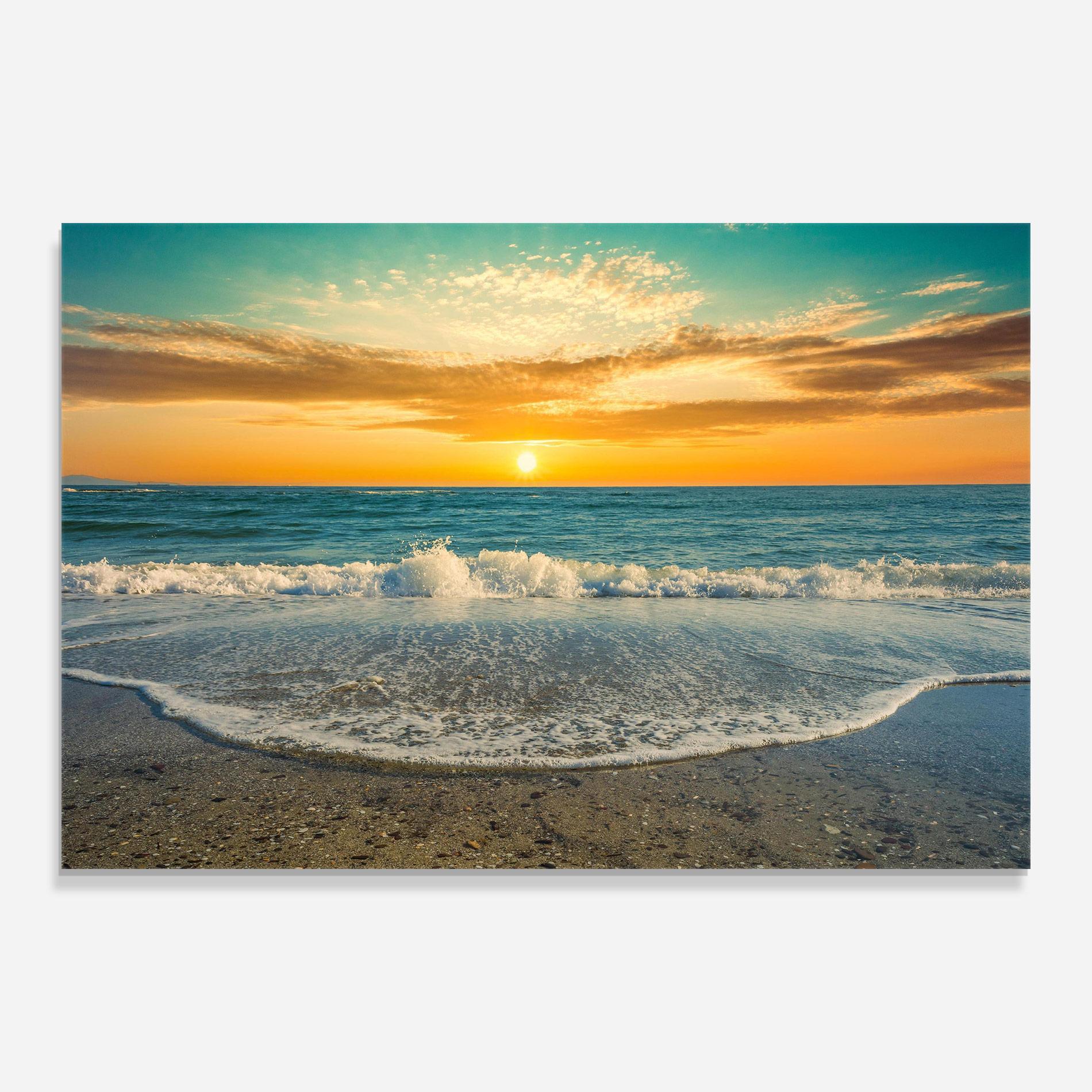 Glasbild Beach Dramatic Sunset mockup 0