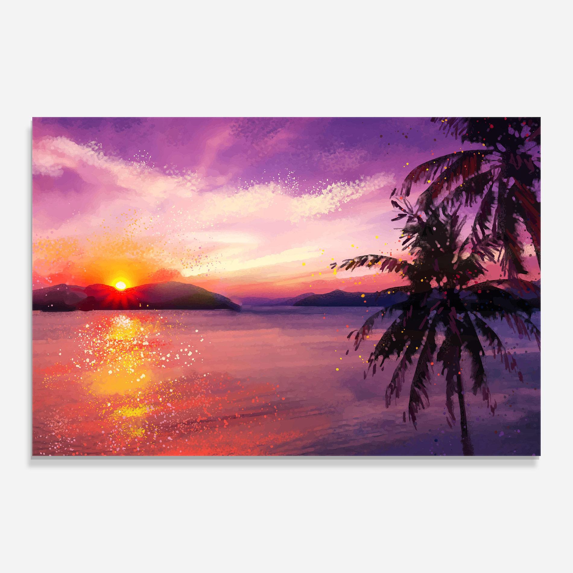 Glasbild Purple Sunrise Art mockup 0
