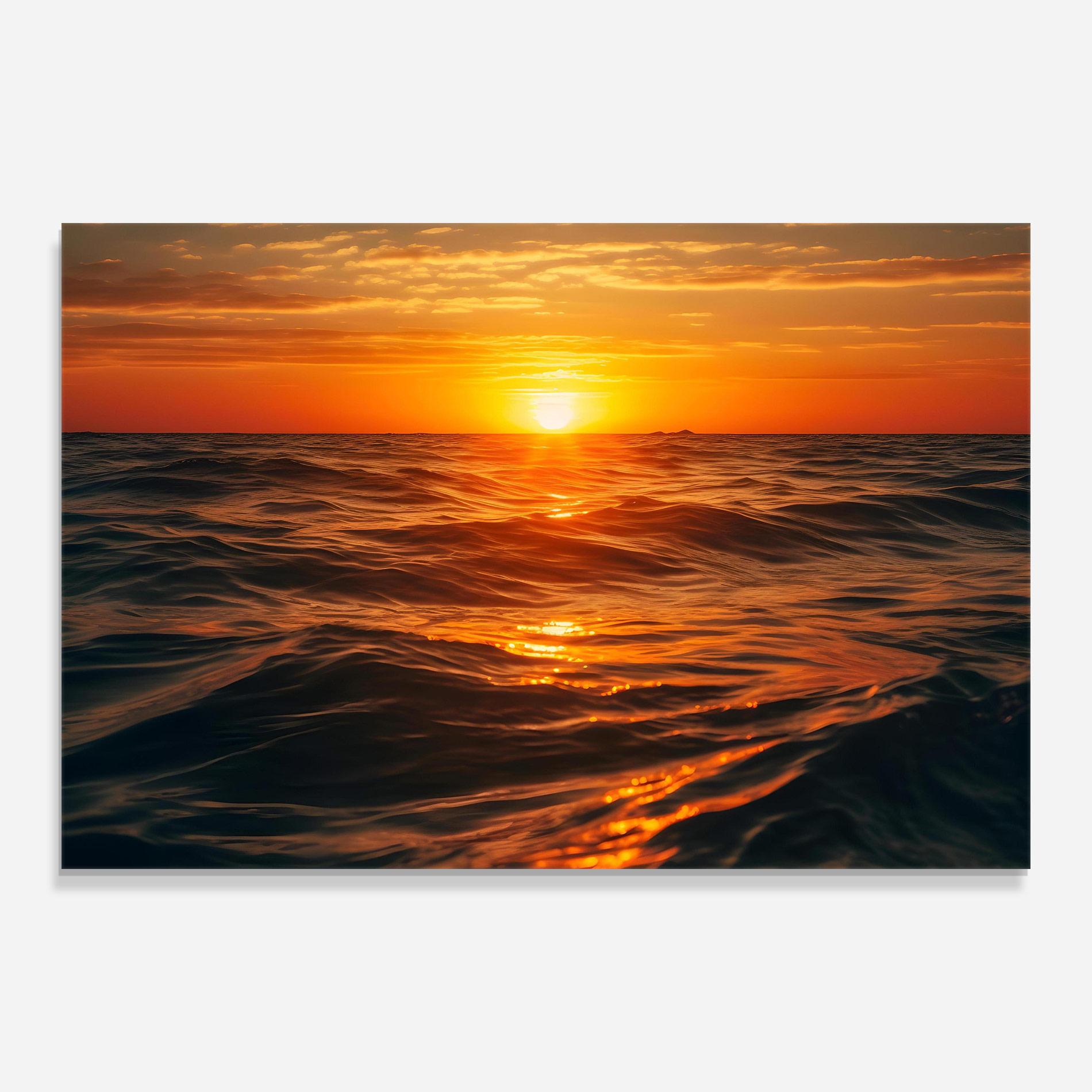 Glasbild Waves During Sunset mockup 0