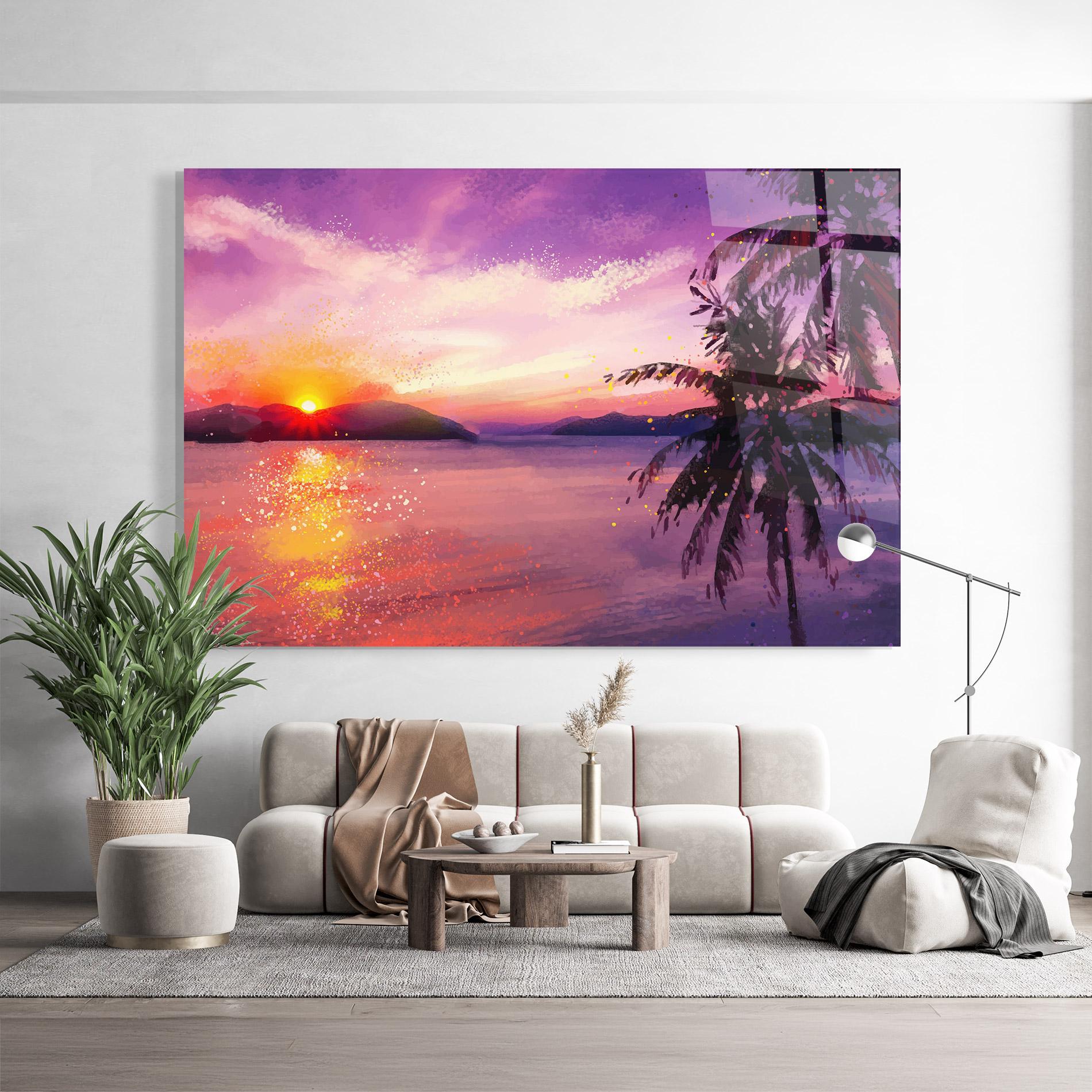 Glasbild Purple Sunrise Art mockup 9