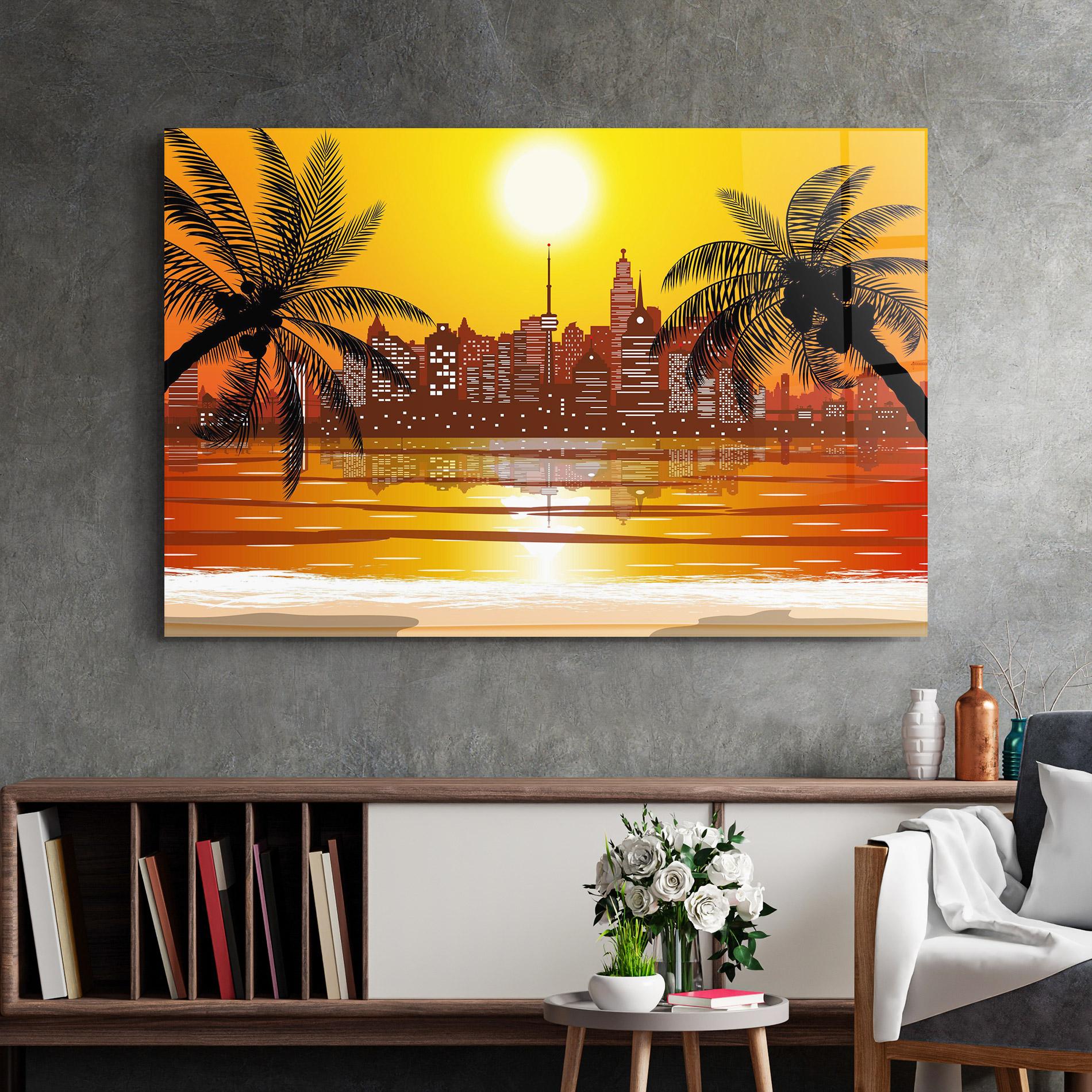 Glasbild City Sunrise View mockup 2
