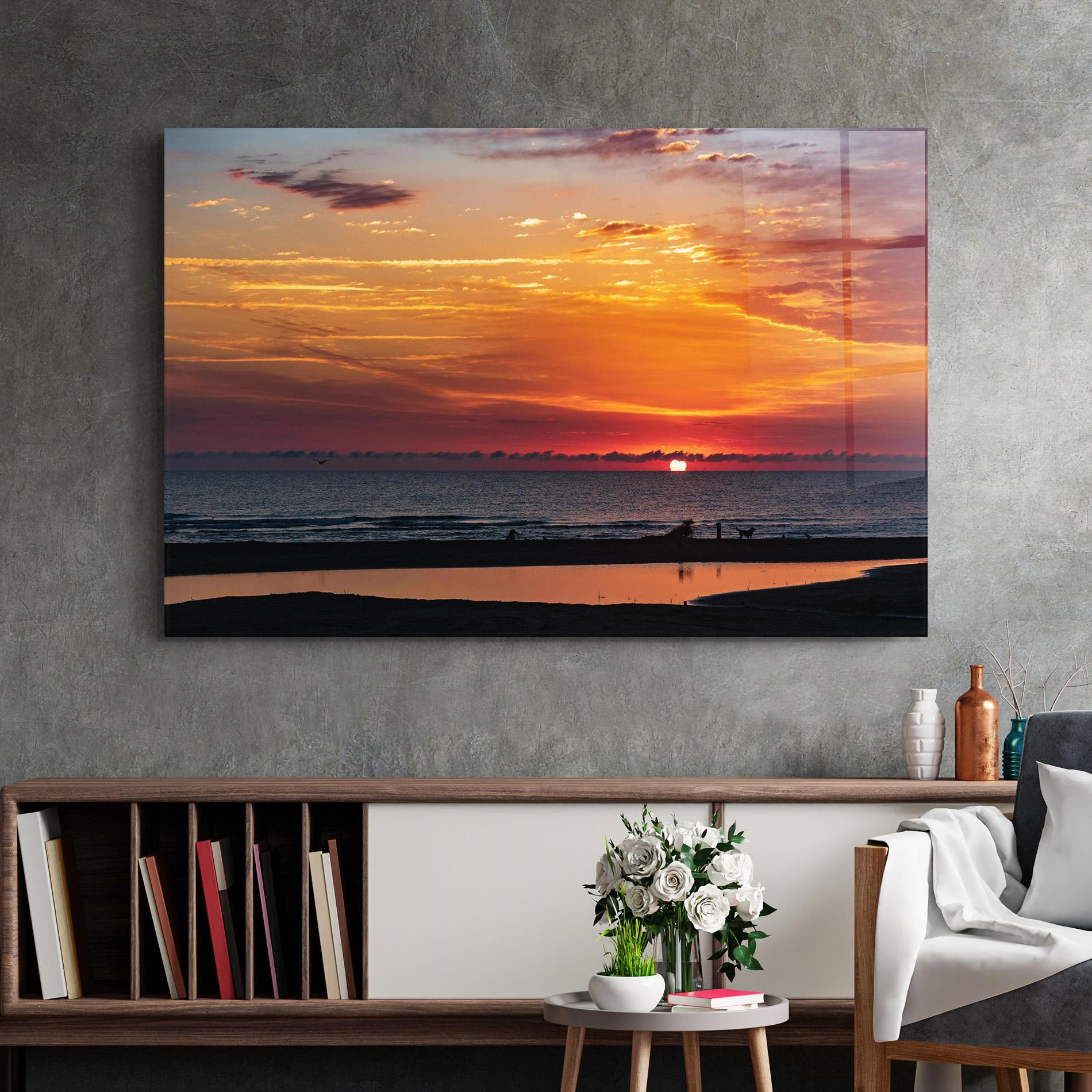 Glasbild Colorful Sunrise Sea mockup 2