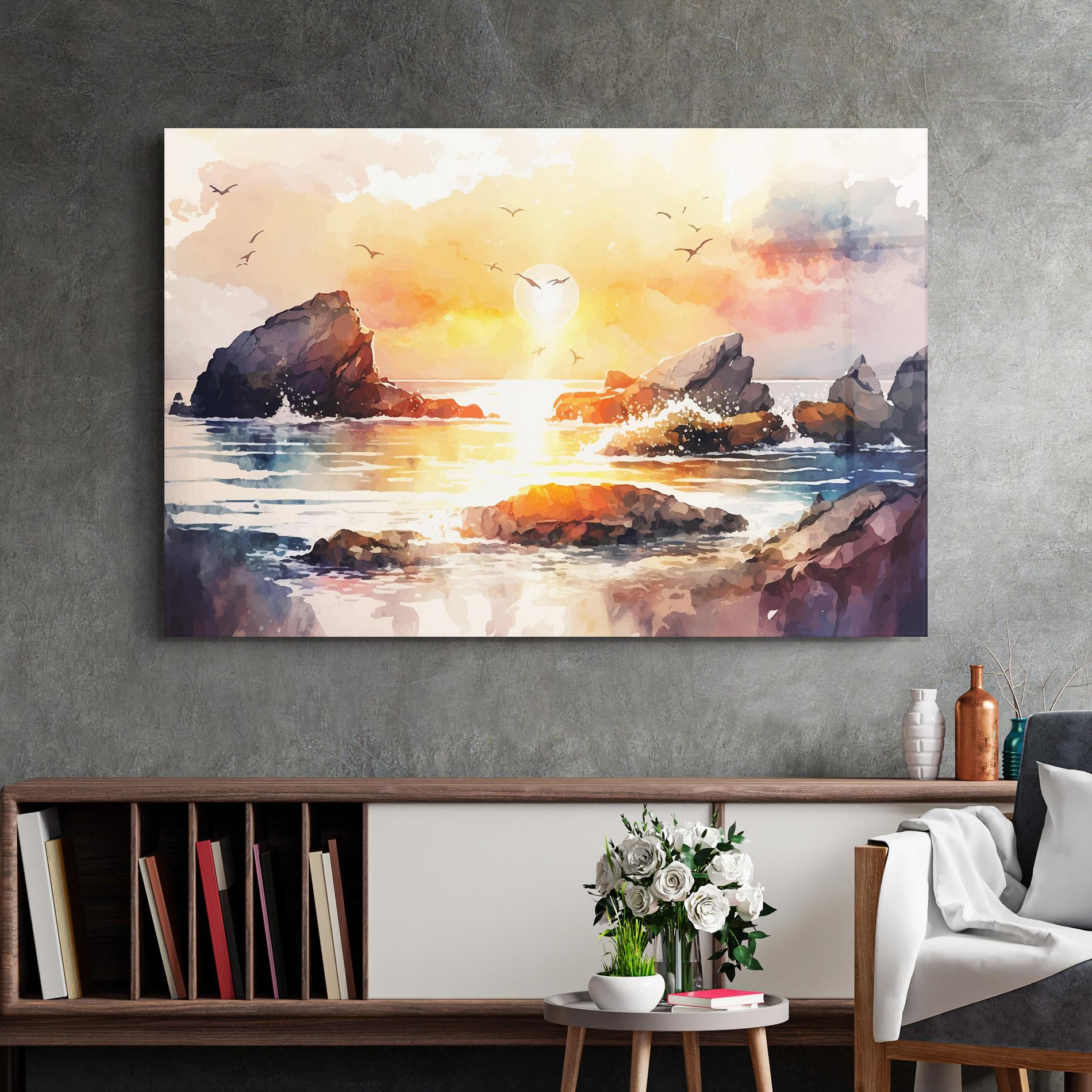 Glasbild Pretty Pastel Sunset mockup 2