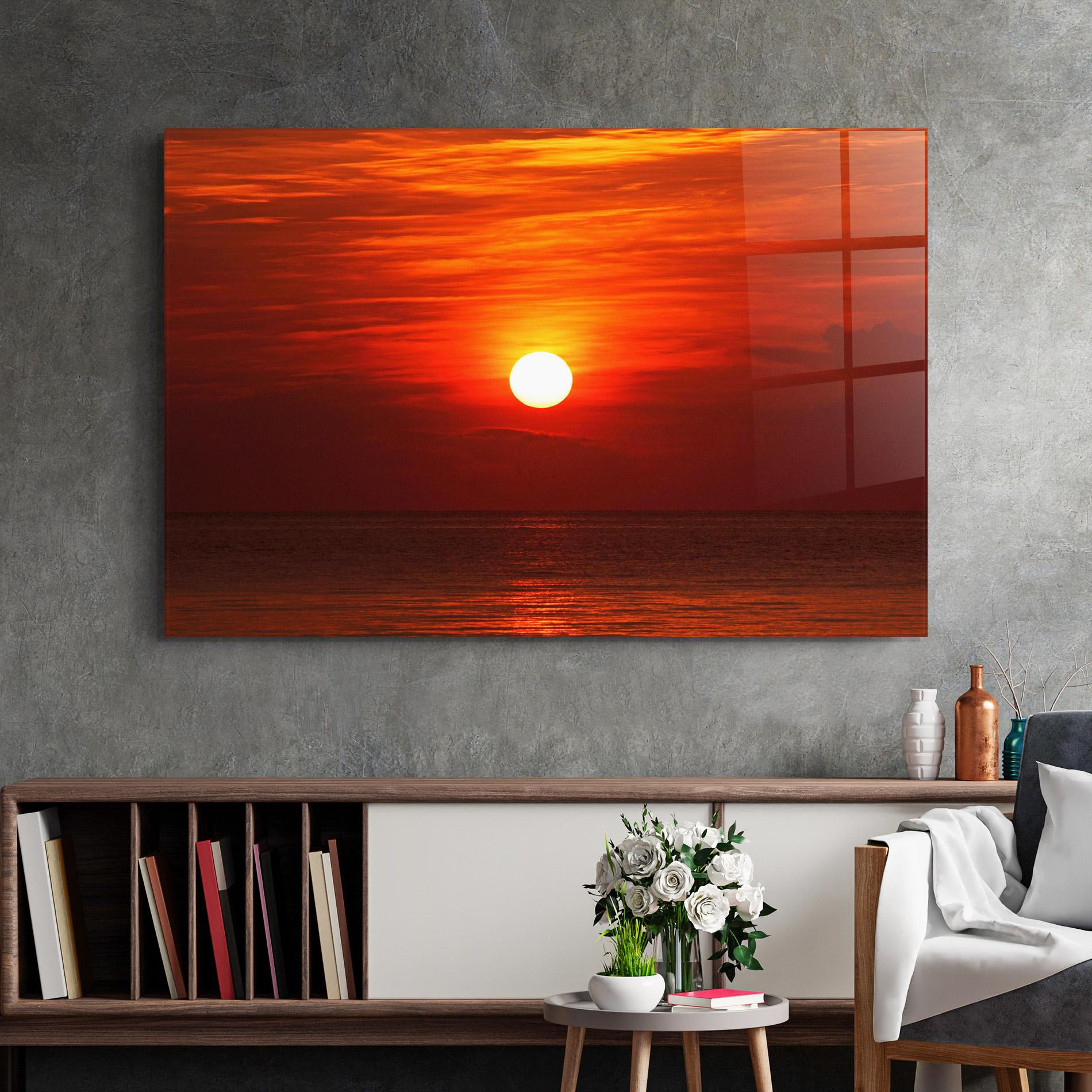 Glasbild Red Sky Sunset mockup 2