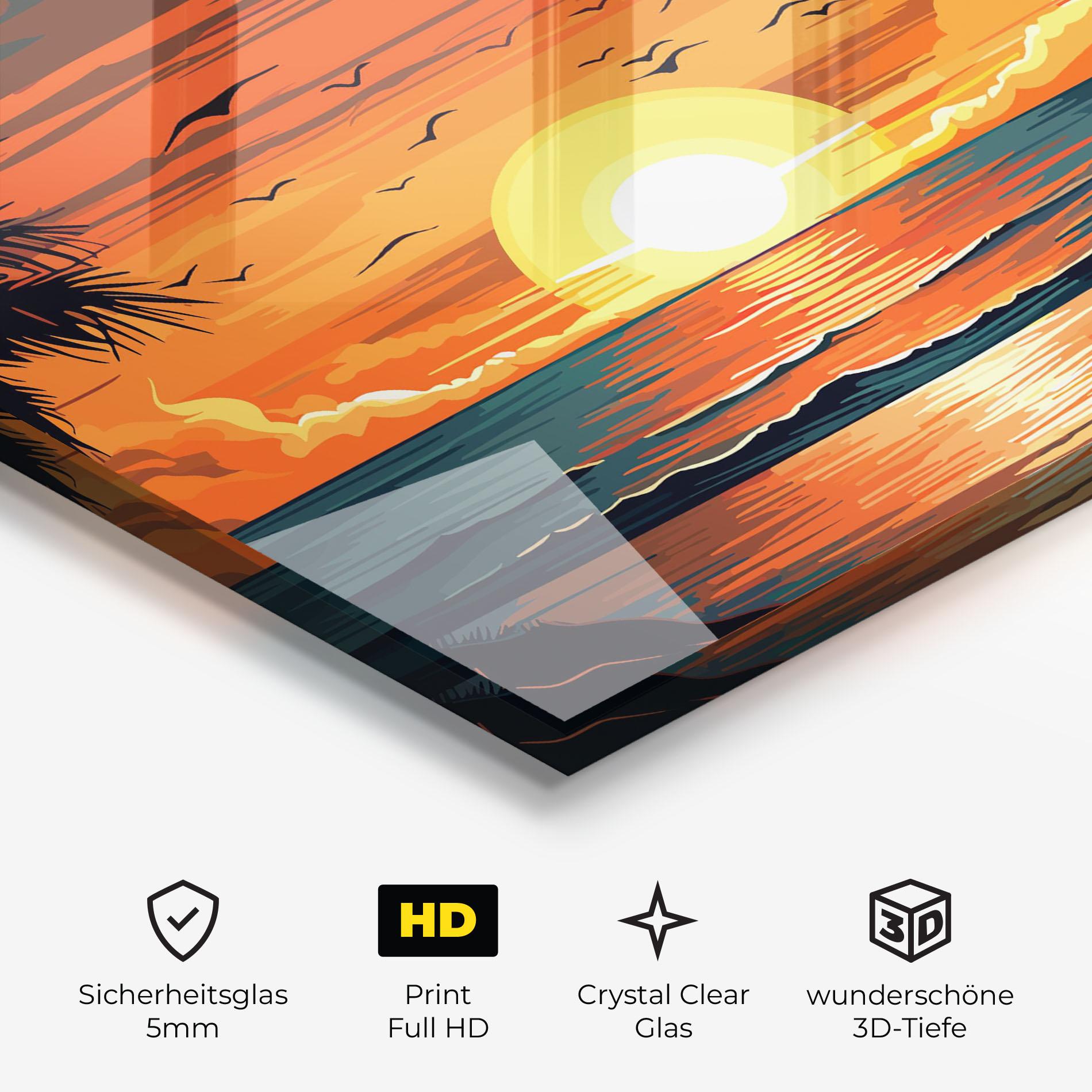 Glasbild Amazing Sunset View mockup 3