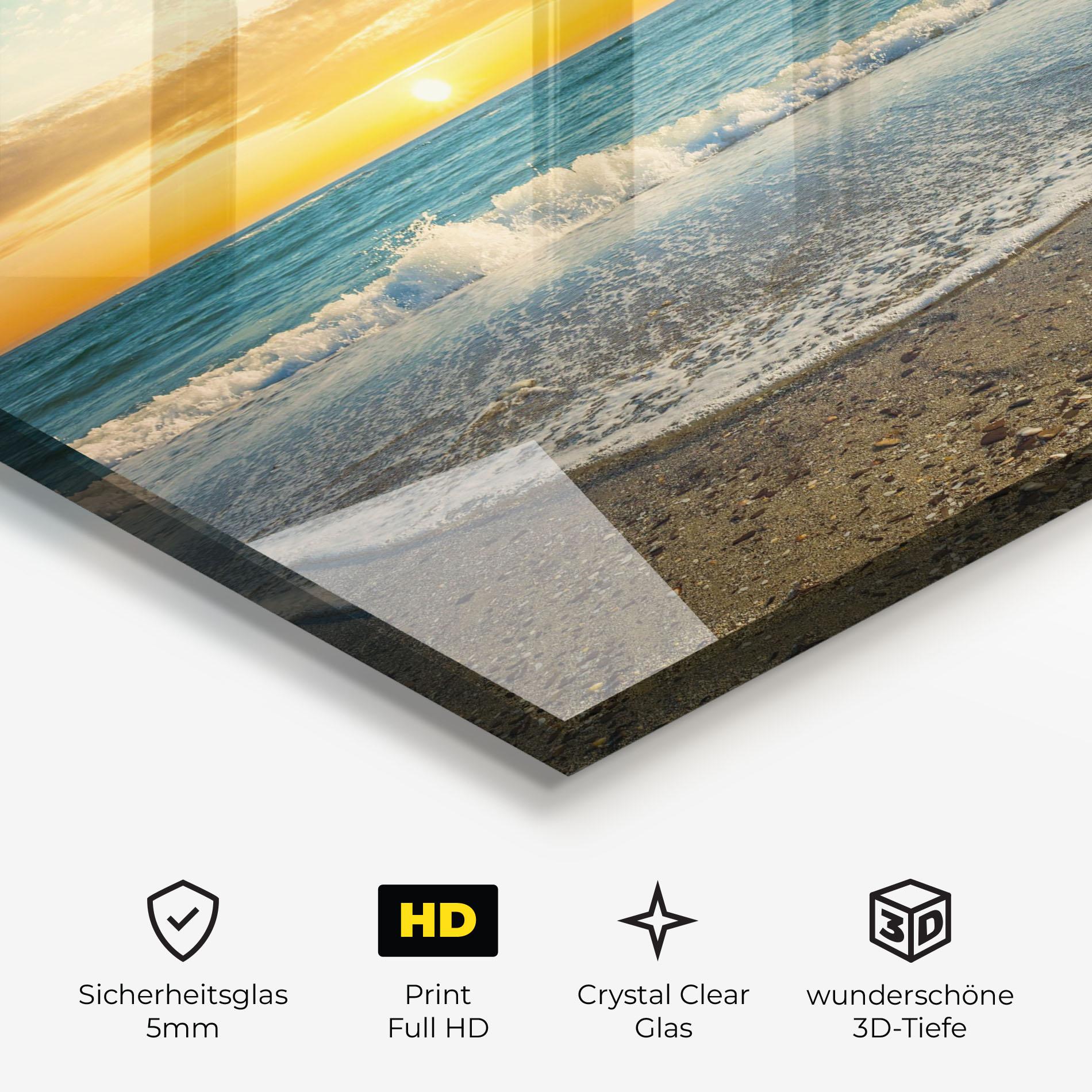 Glasbild Beach Dramatic Sunset mockup 3