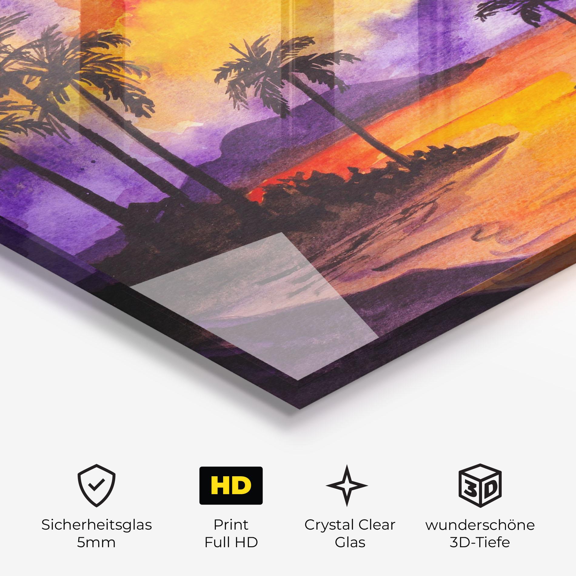 Glasbild Sunset Watercolor Painting mockup 3