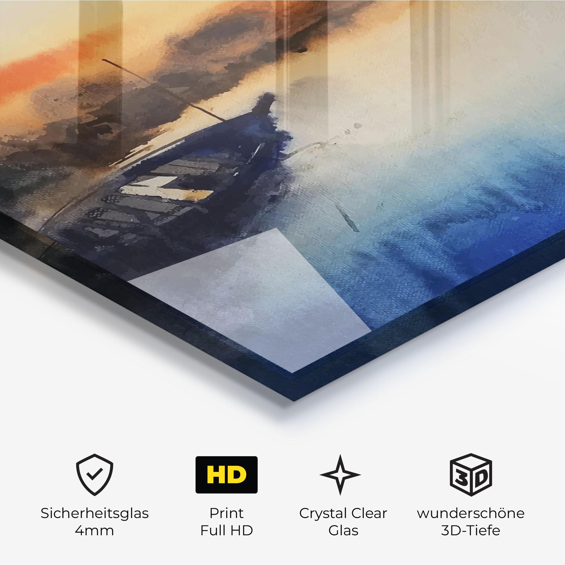 Glasbild Boat Sunset mockup 3