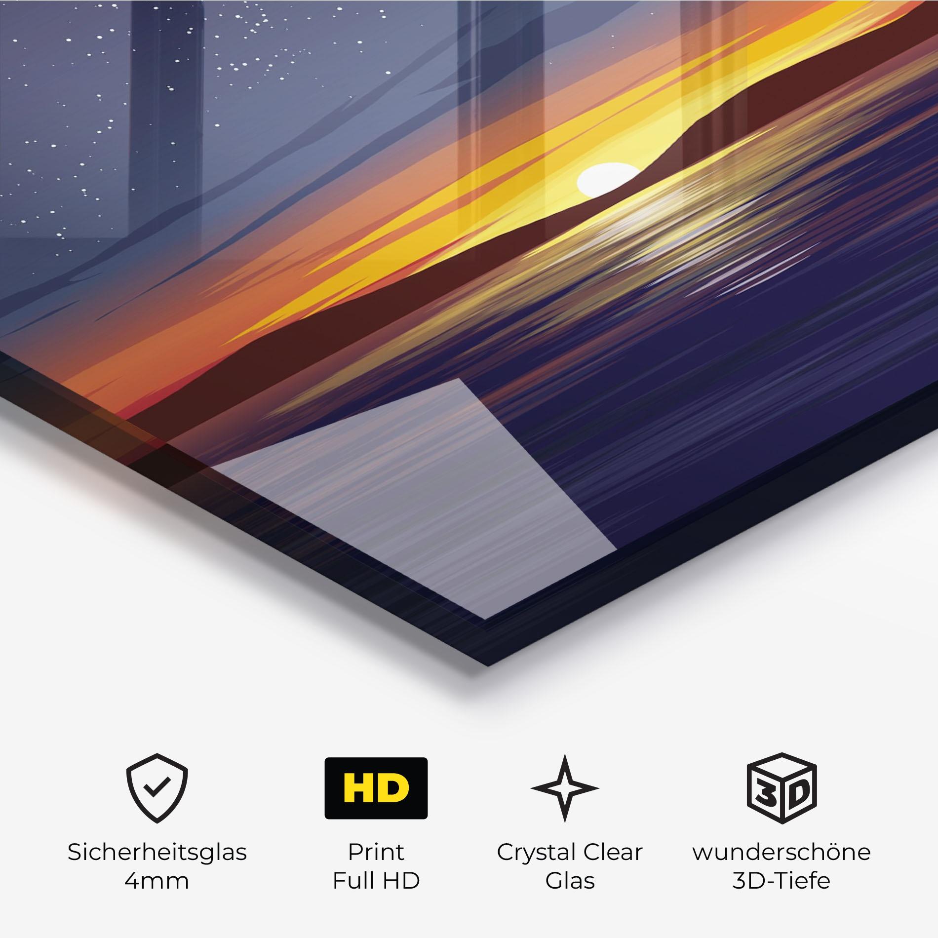 Glasbild Ocean Moon Sunset mockup 3