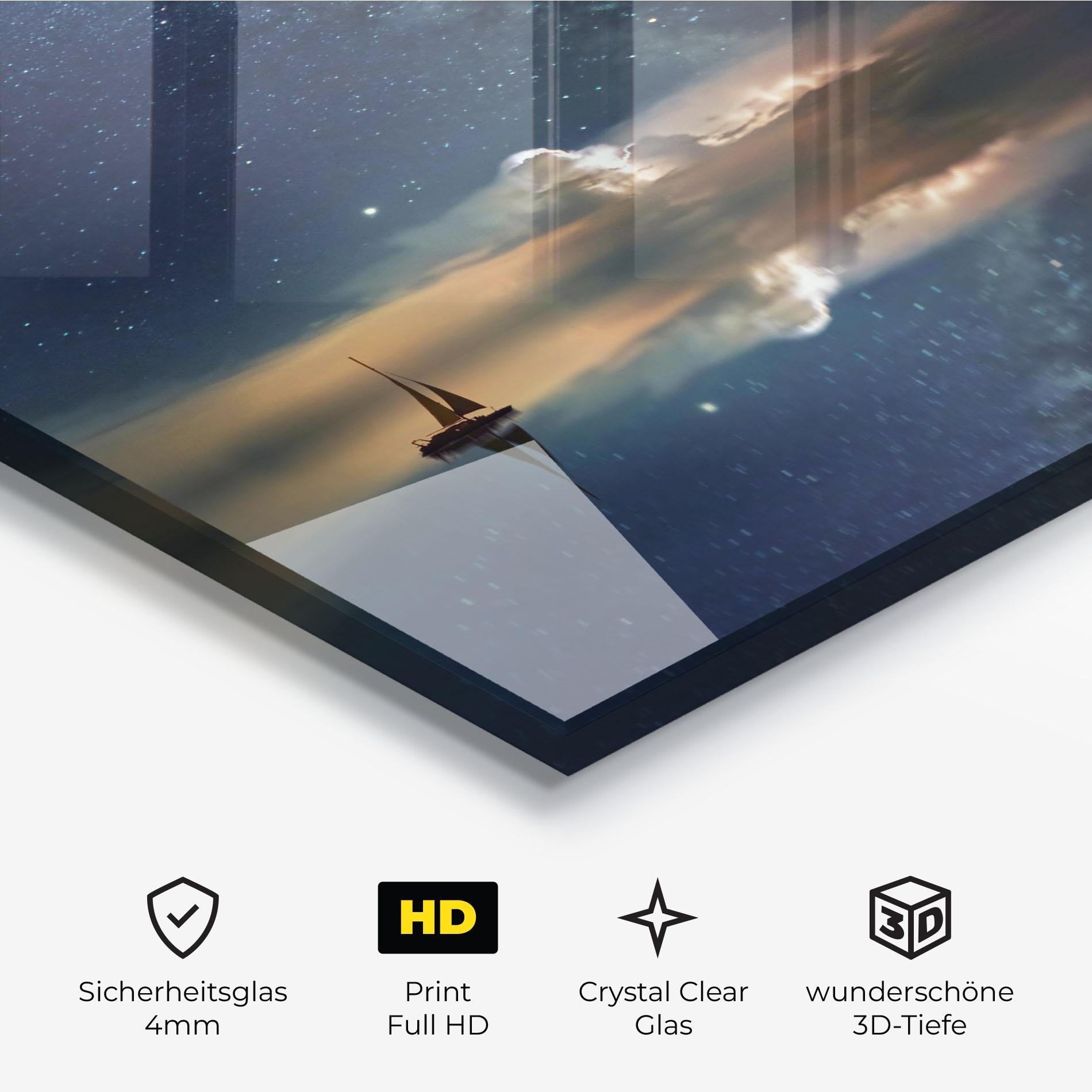 Glasbild Sky Boat mockup 3