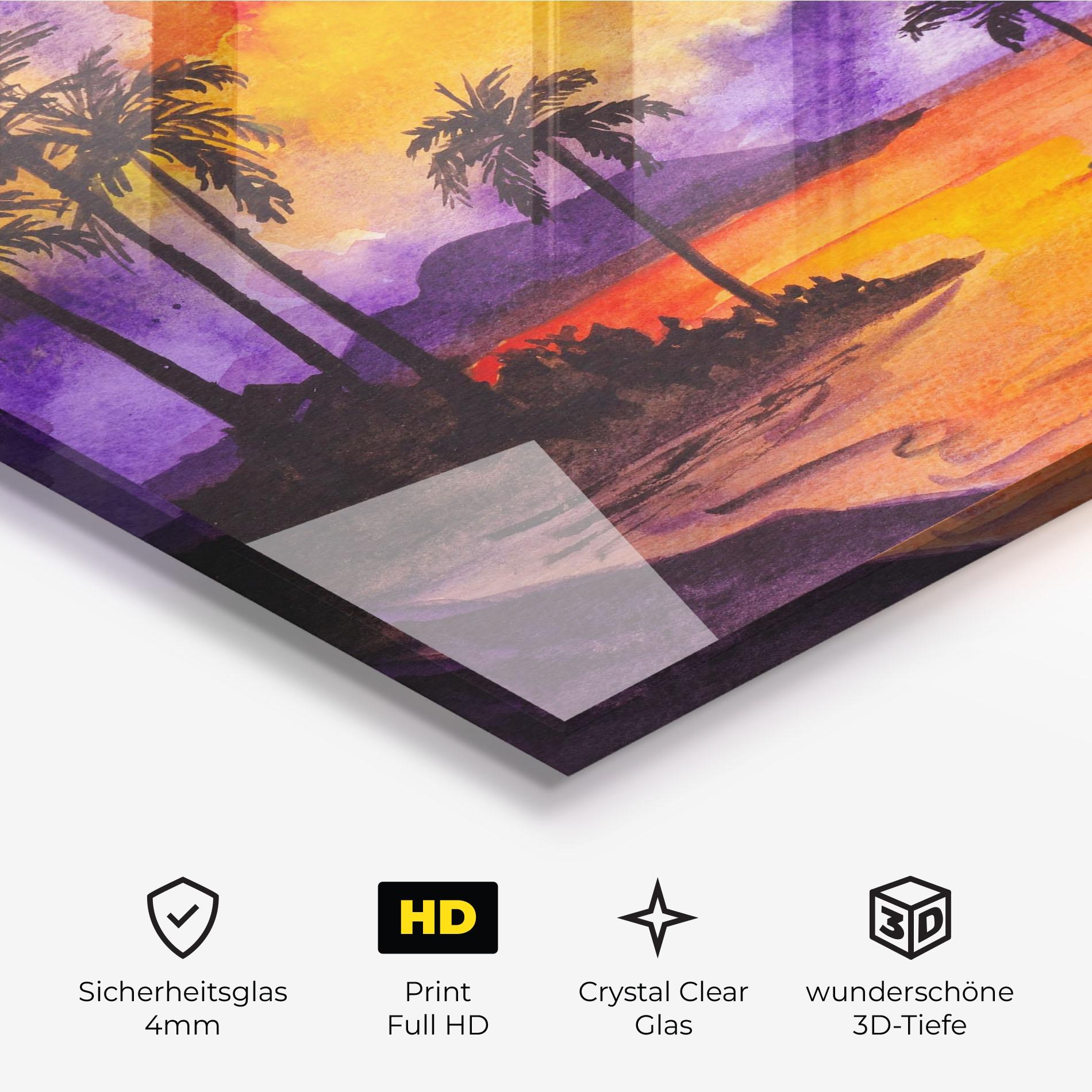 Glasbild Sunset Watercolor Painting mockup 3