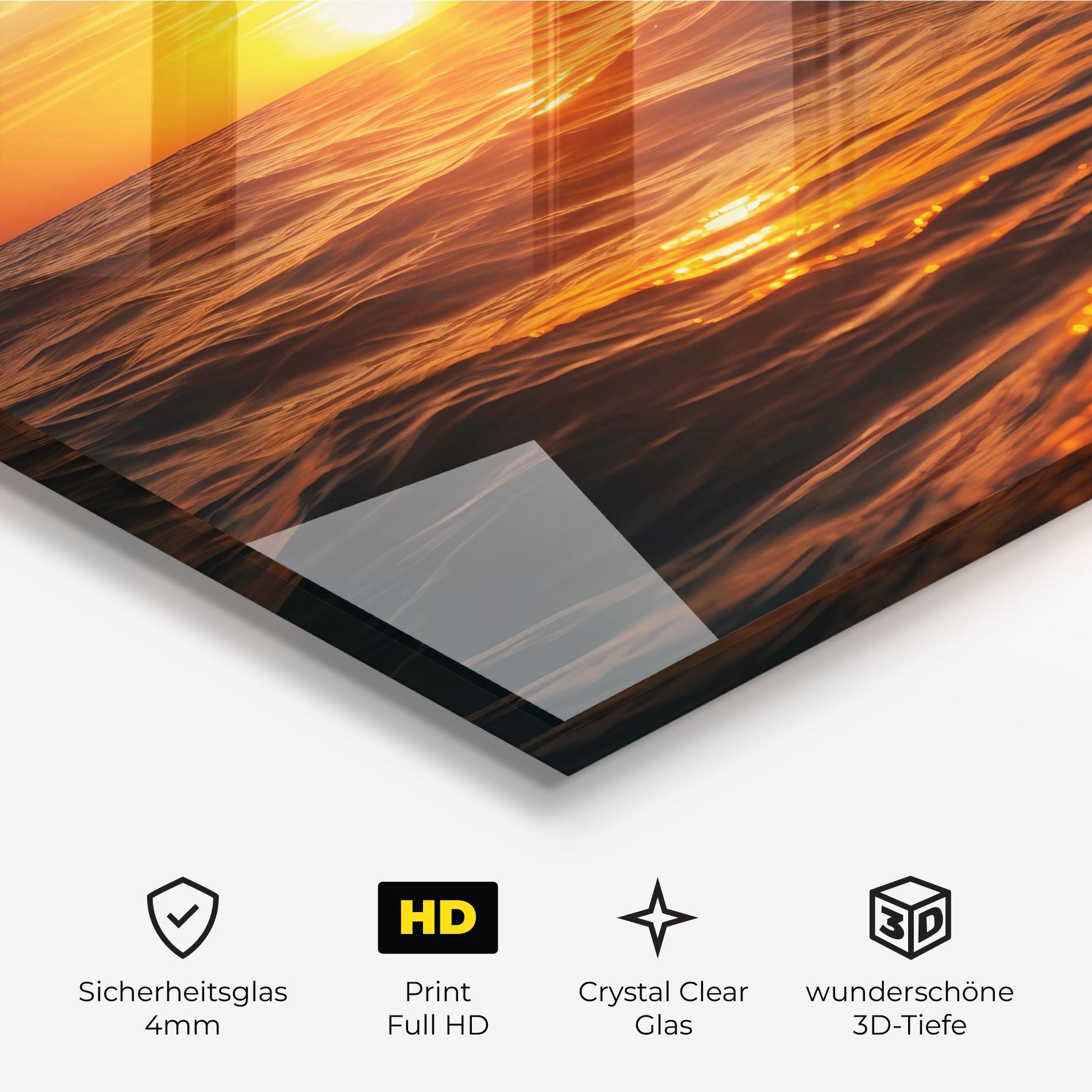 Glasbild Waves During Sunset mockup 3