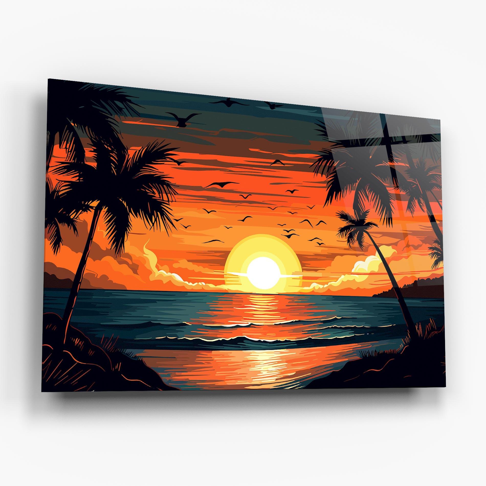 Glasbild Amazing Sunset View mockup 6