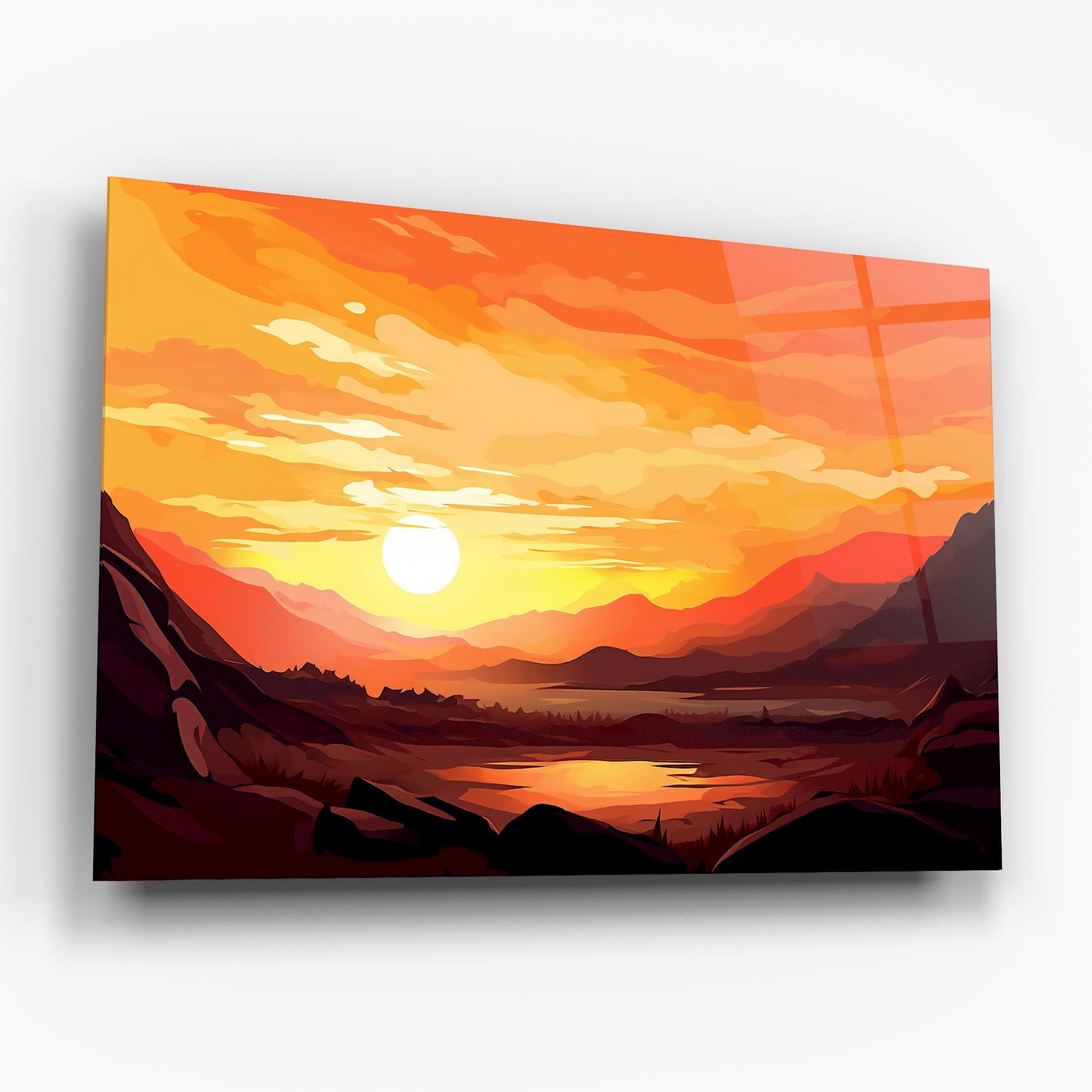 Glasbild Beautiful Sunset Illustration mockup 6