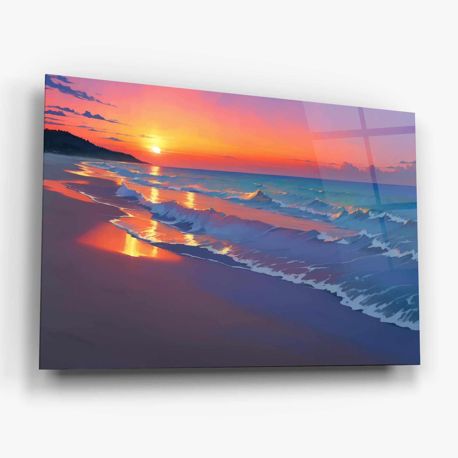 Glasbild Dreamy Beach Sunset mockup 6