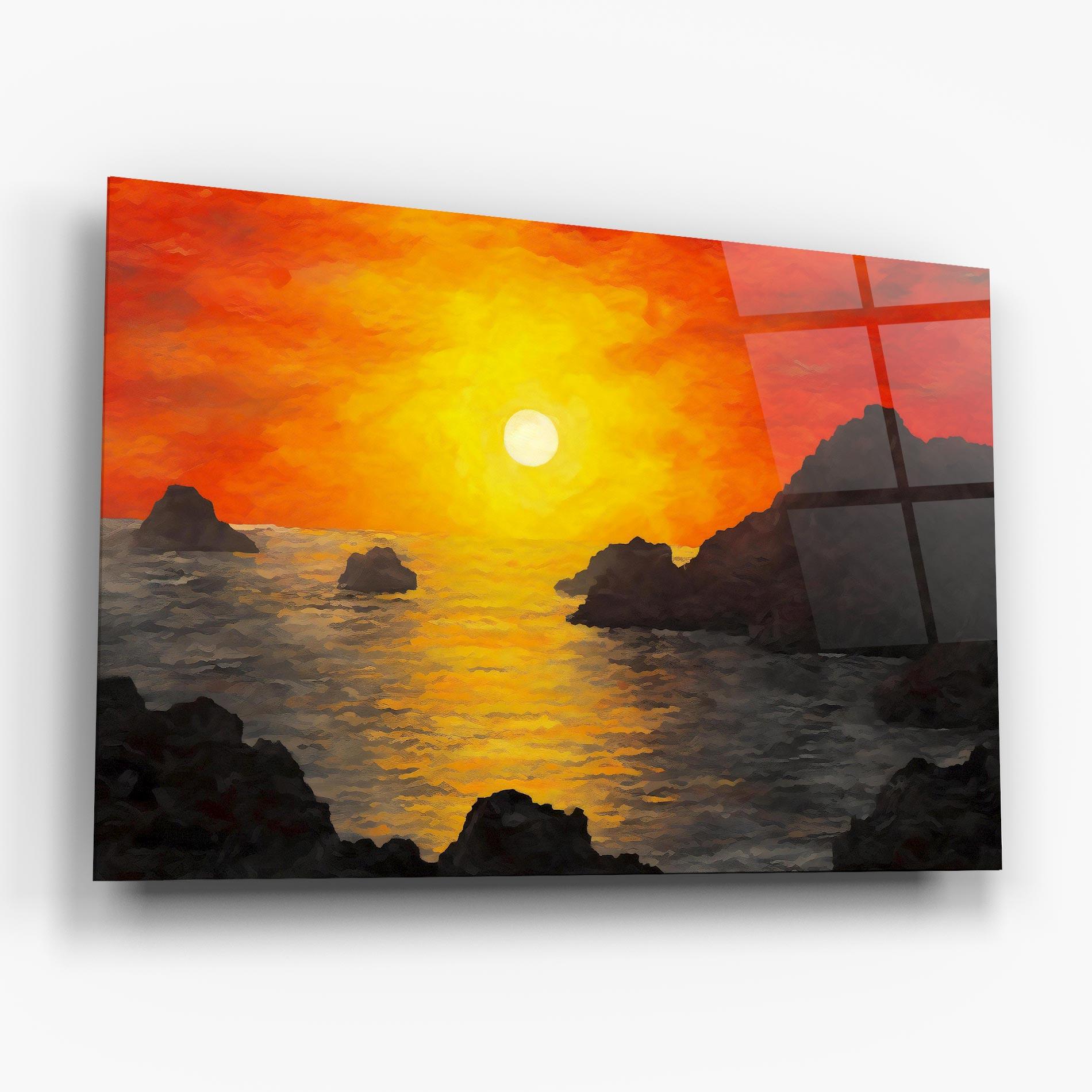 Glasbild Mountains Rocks Painting mockup 6