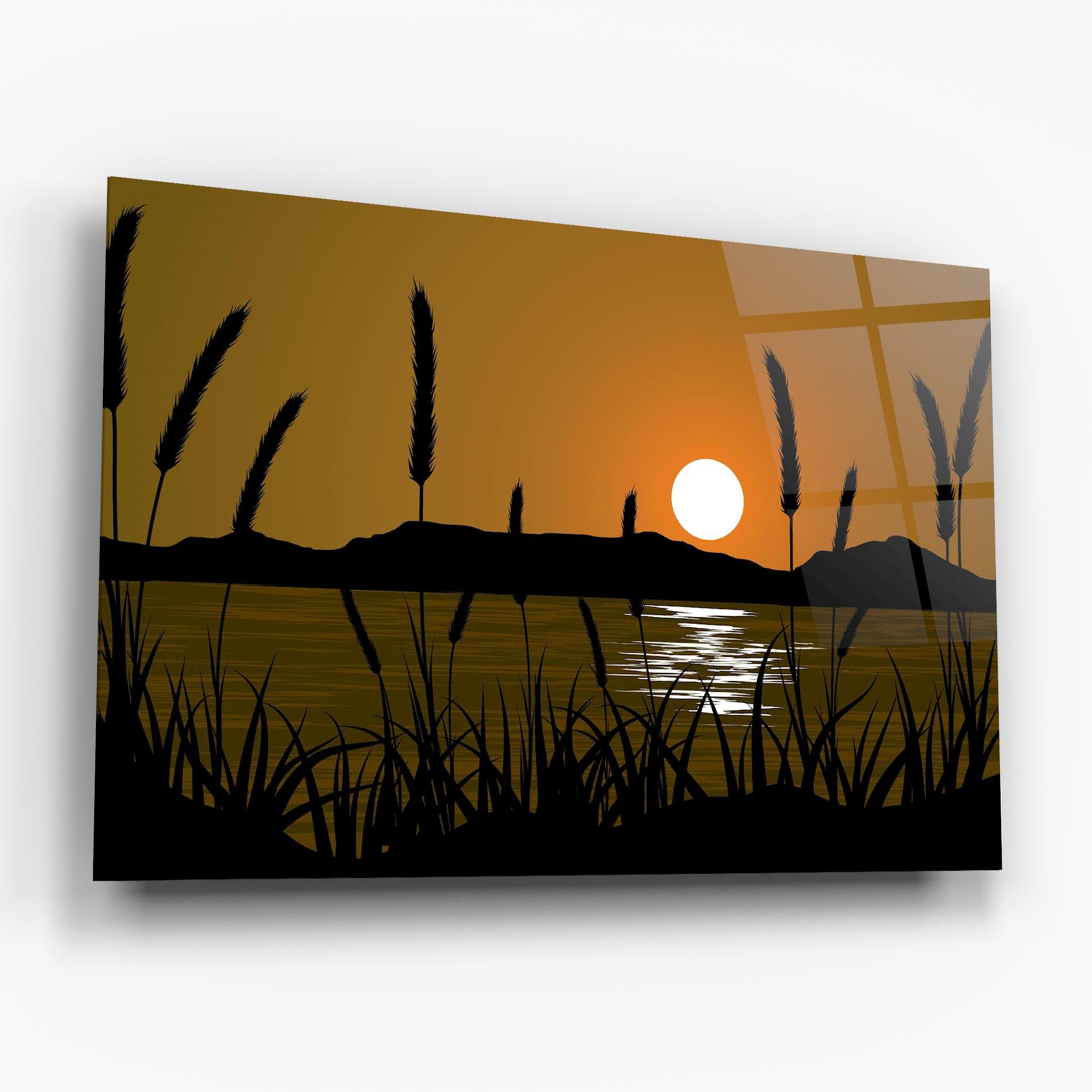 Glasbild Orange Brown Sunset mockup 6