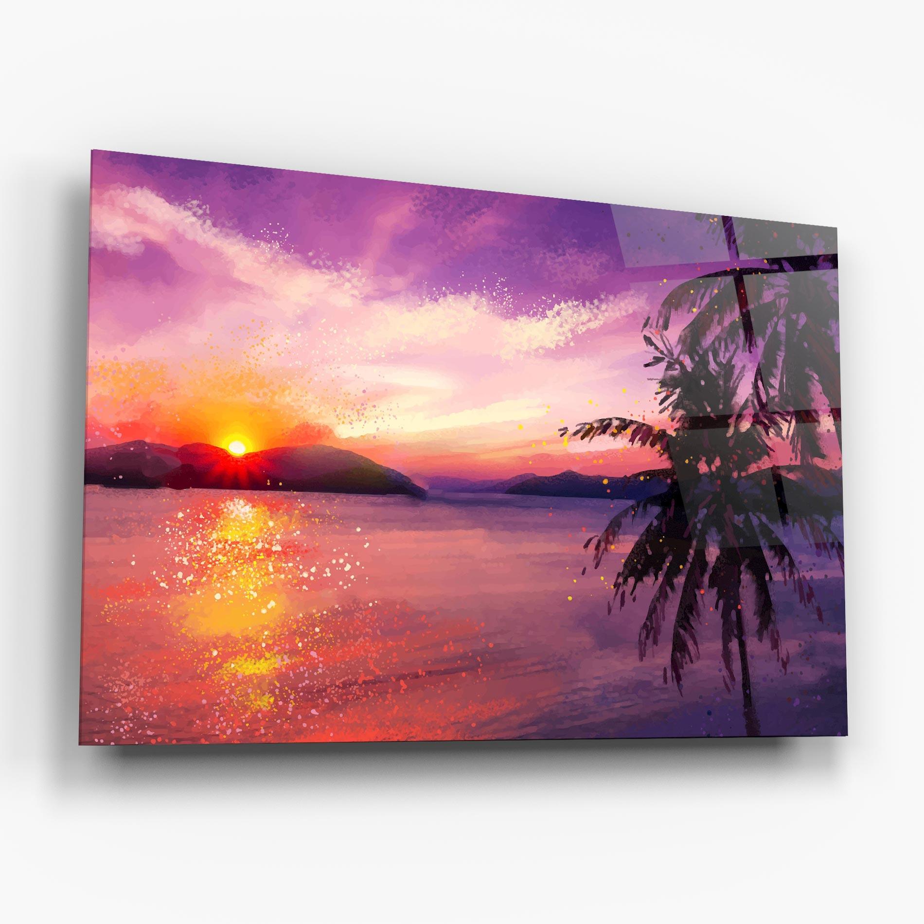Glasbild Purple Sunrise Art mockup 6