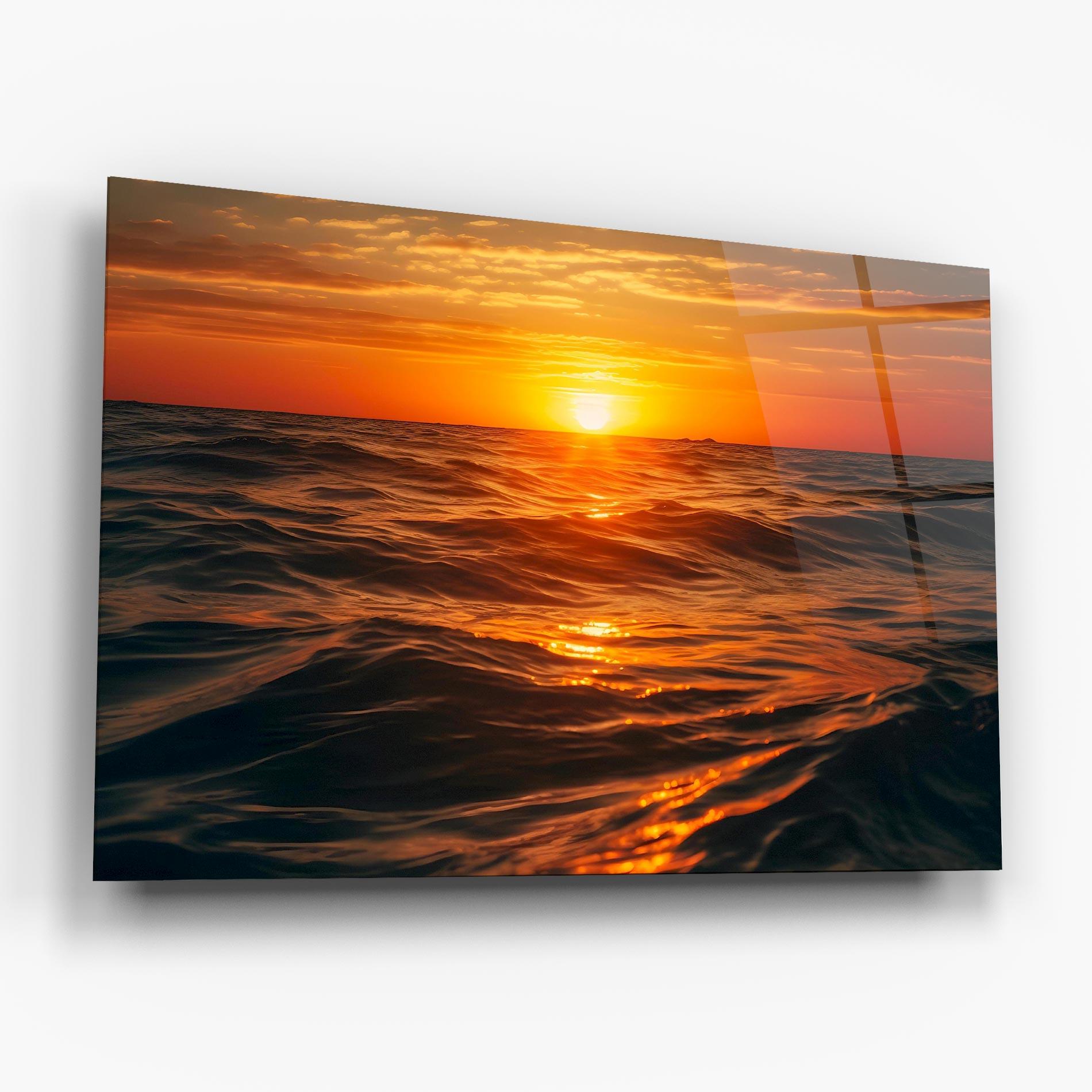 Glasbild Waves During Sunset mockup 6