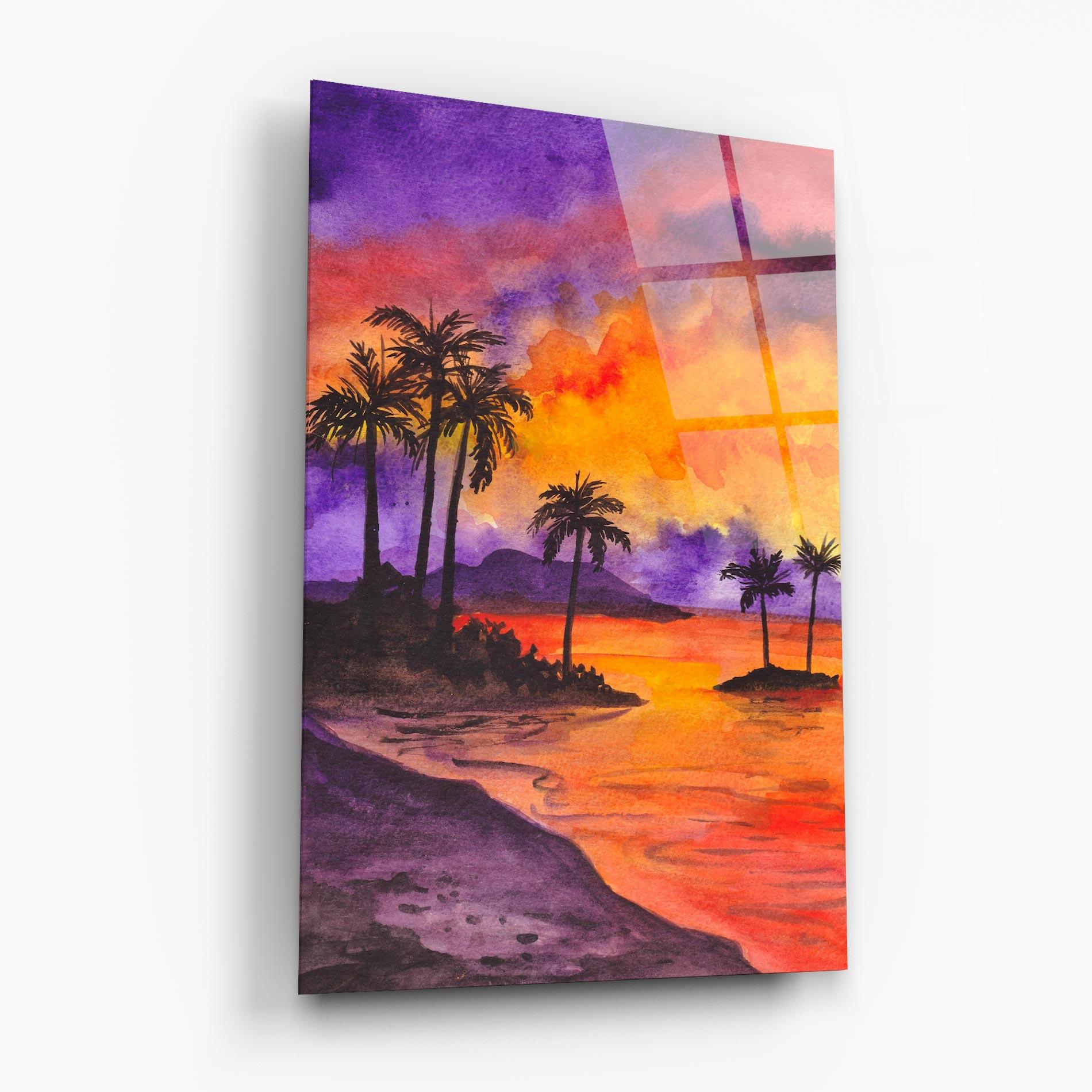 Glasbild Sunset Watercolor Painting mockup 6