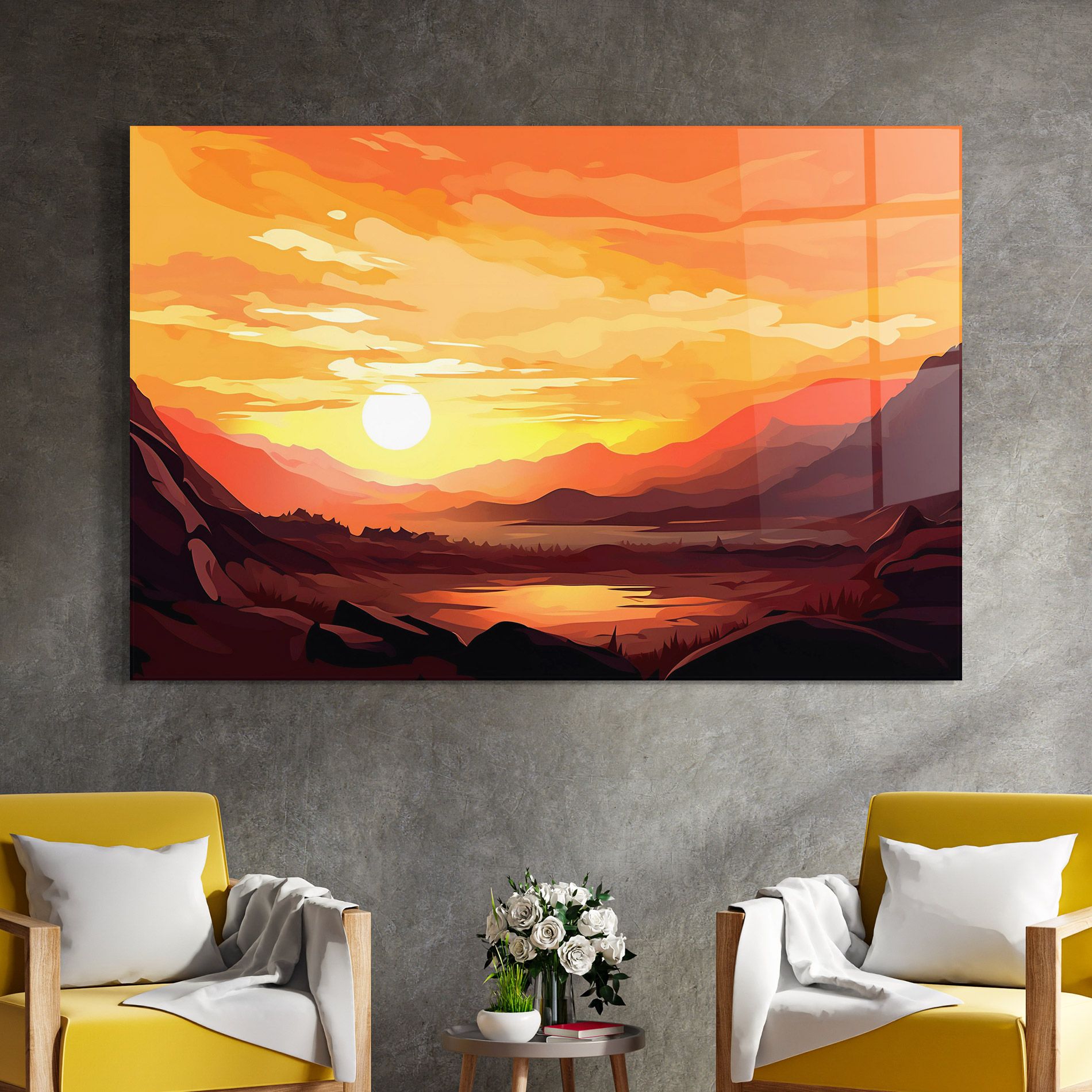Beautiful Sunset Illustration mockup 4
