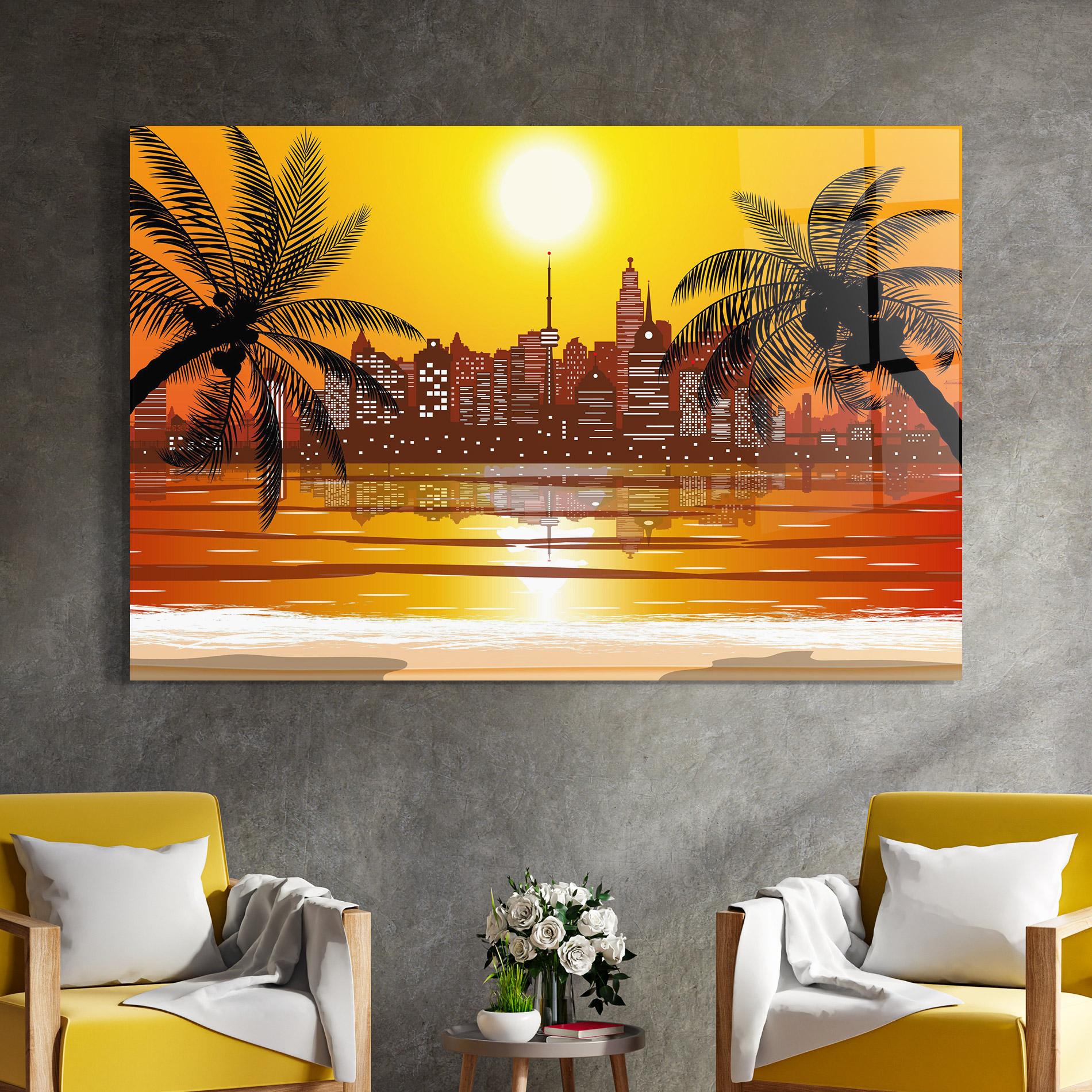 Glasbild City Sunrise View mockup 4