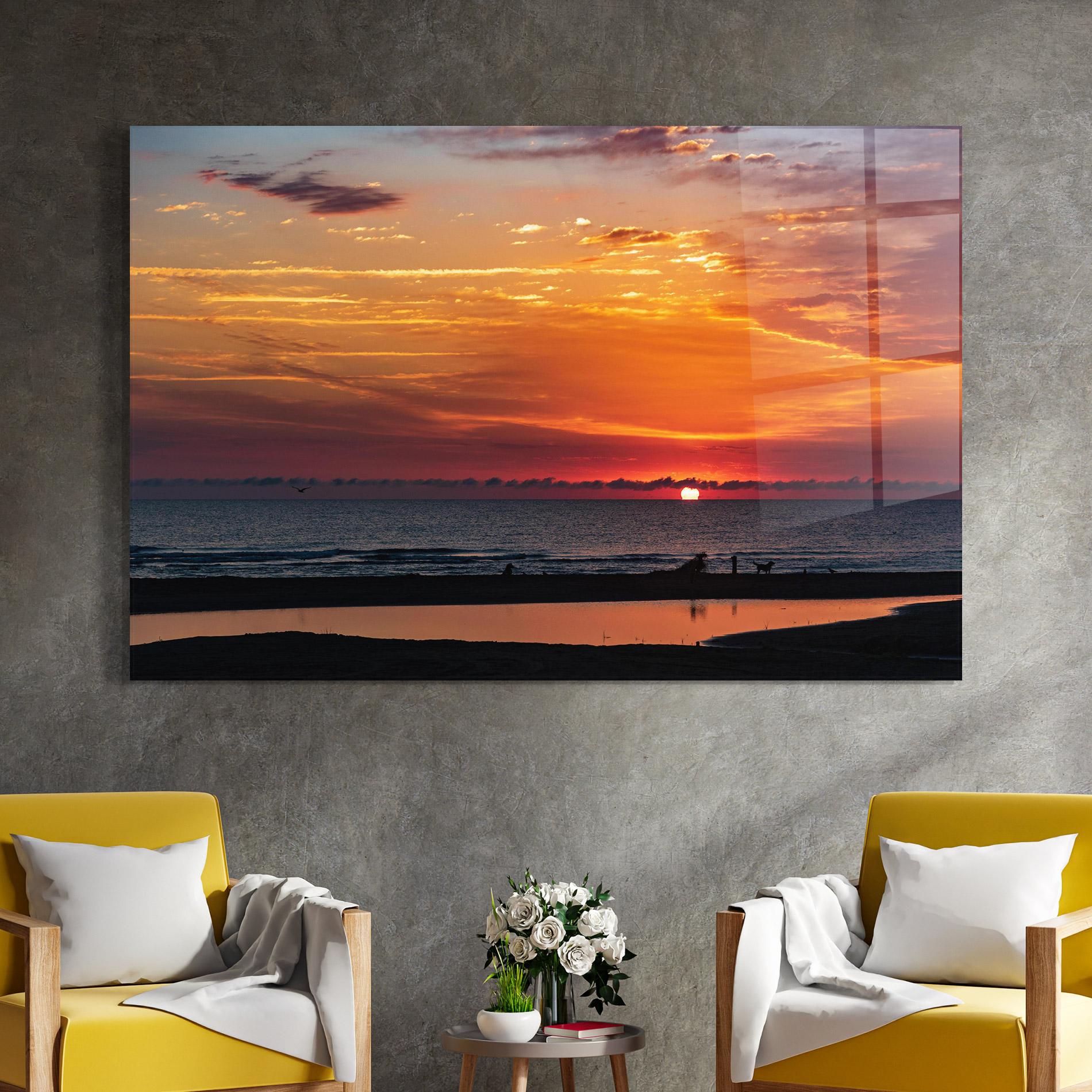 Glasbild Colorful Sunrise Sea mockup 4