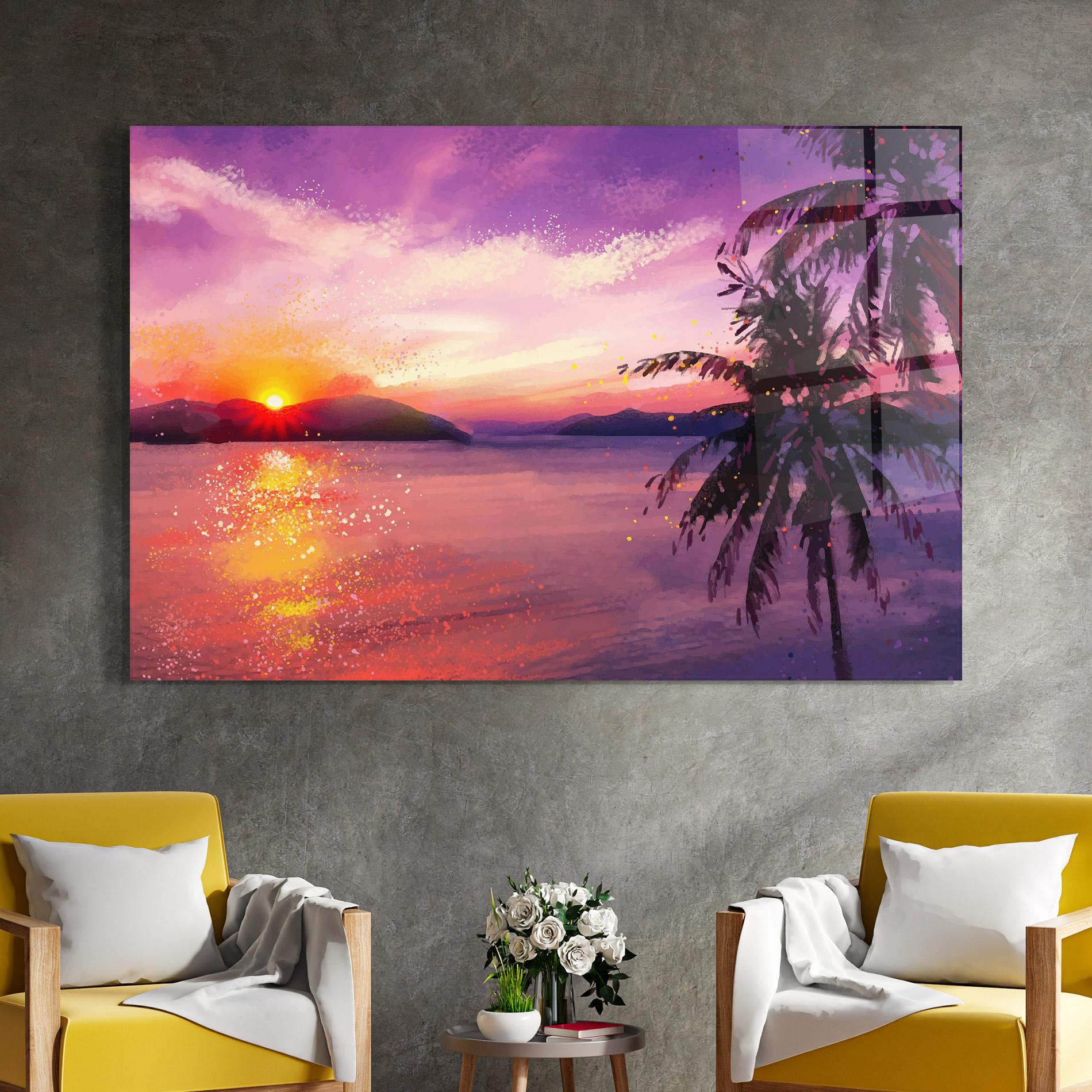Glasbild Purple Sunrise Art mockup 4