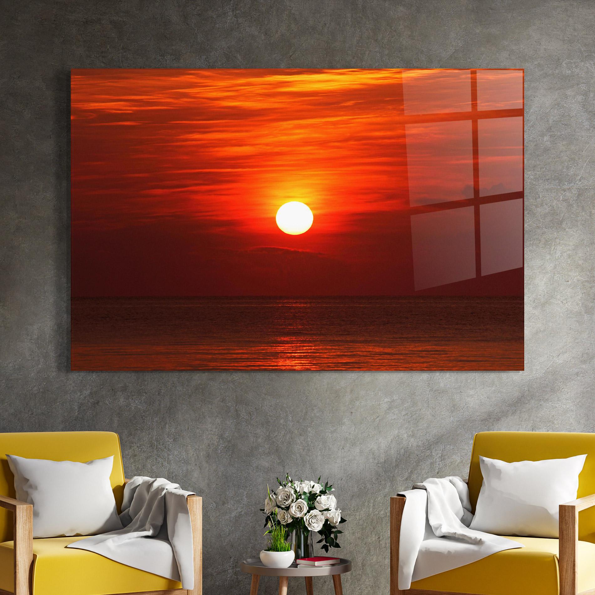 Glasbild Red Sky Sunset mockup 4