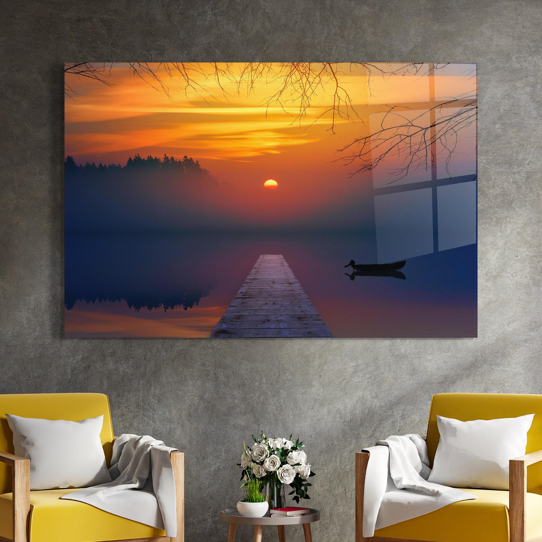 Glasbild Sunset Bridge mockup 4