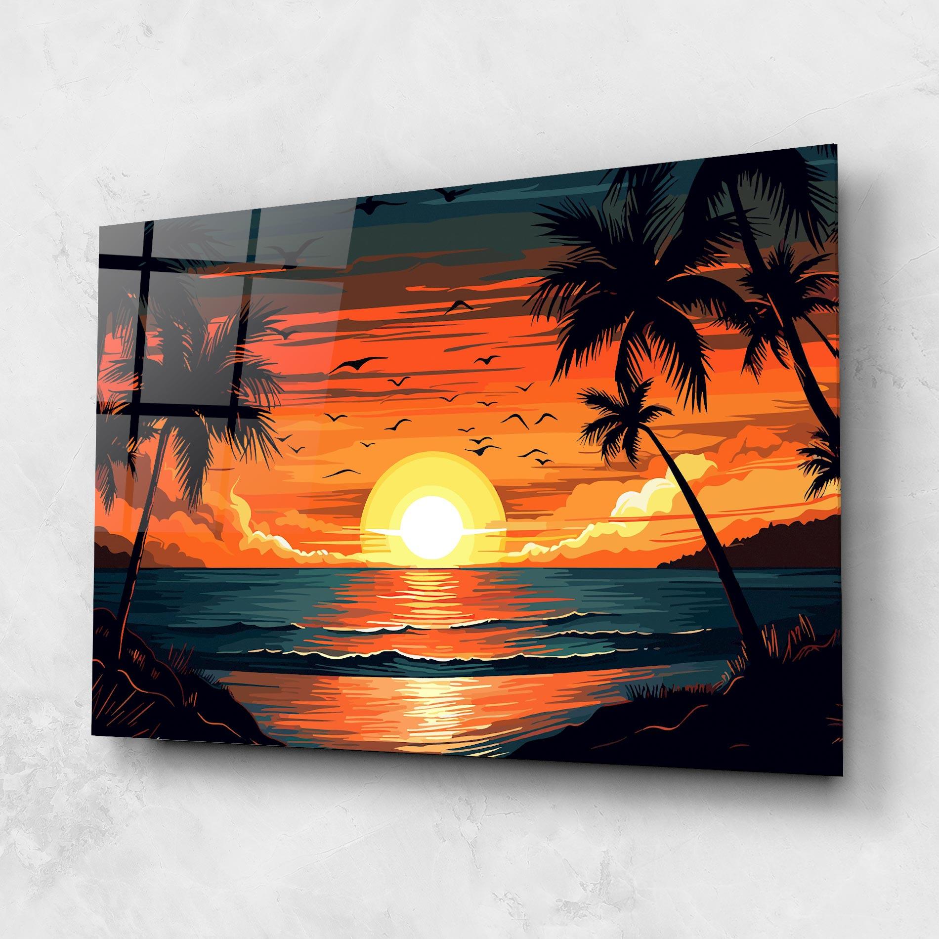 Glasbild Amazing Sunset View mockup 1