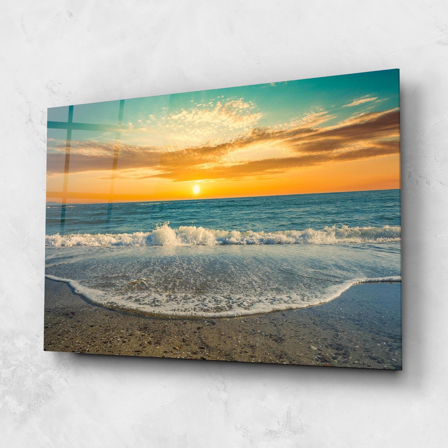 Glasbild Beach Dramatic Sunset mockup 1
