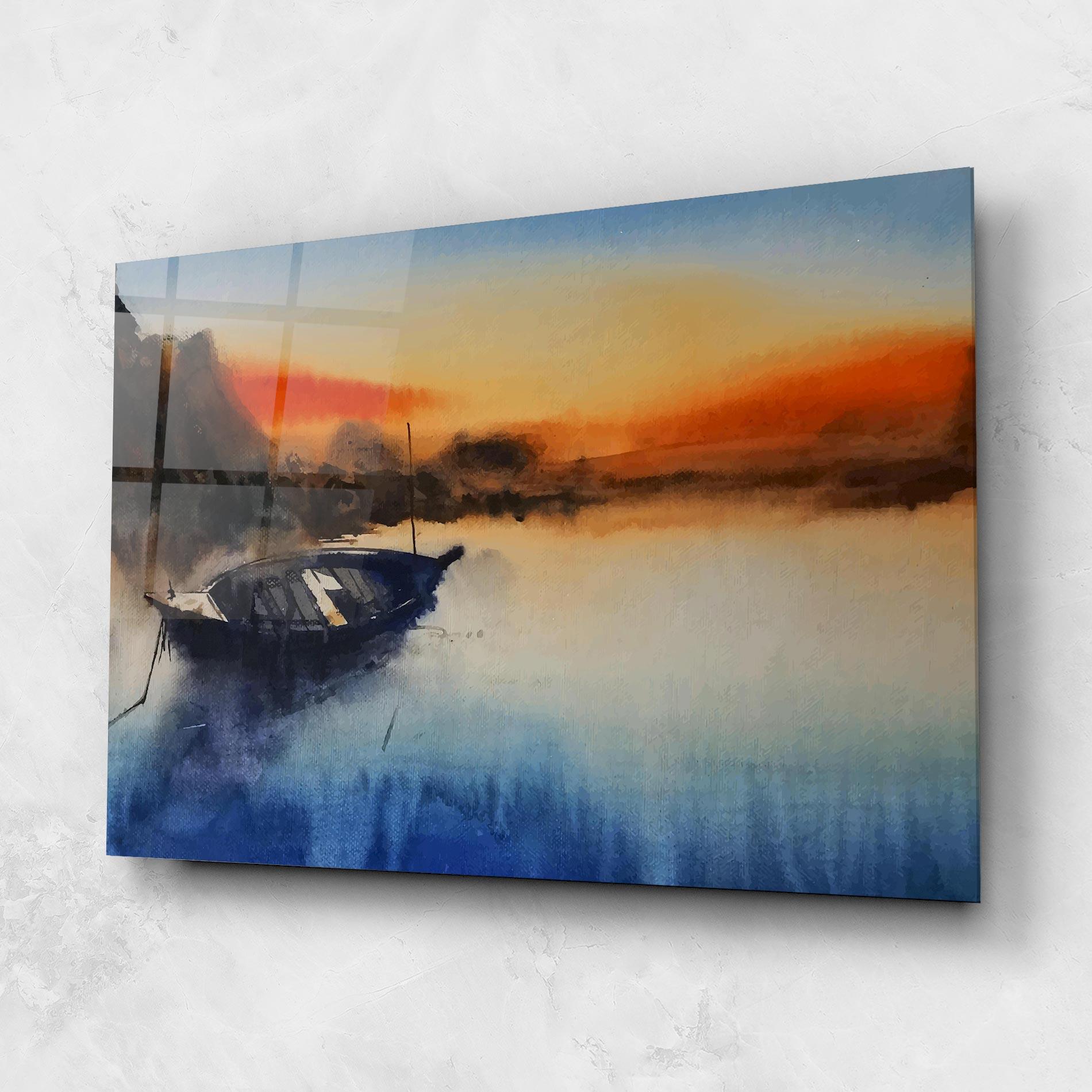 Glasbild Boat Sunset mockup 1