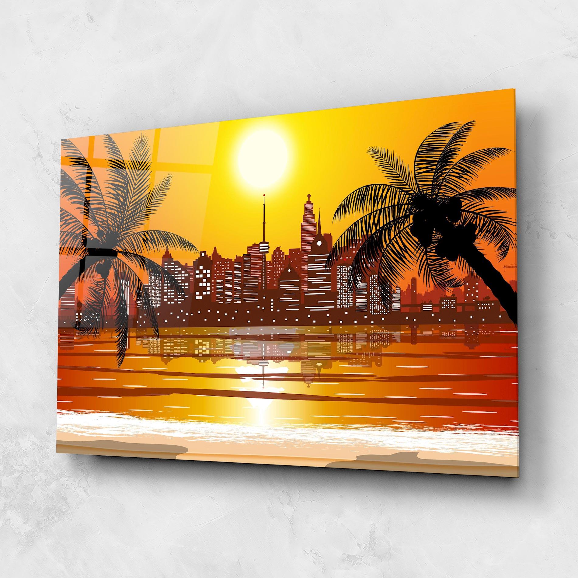 Glasbild City Sunrise View mockup 1
