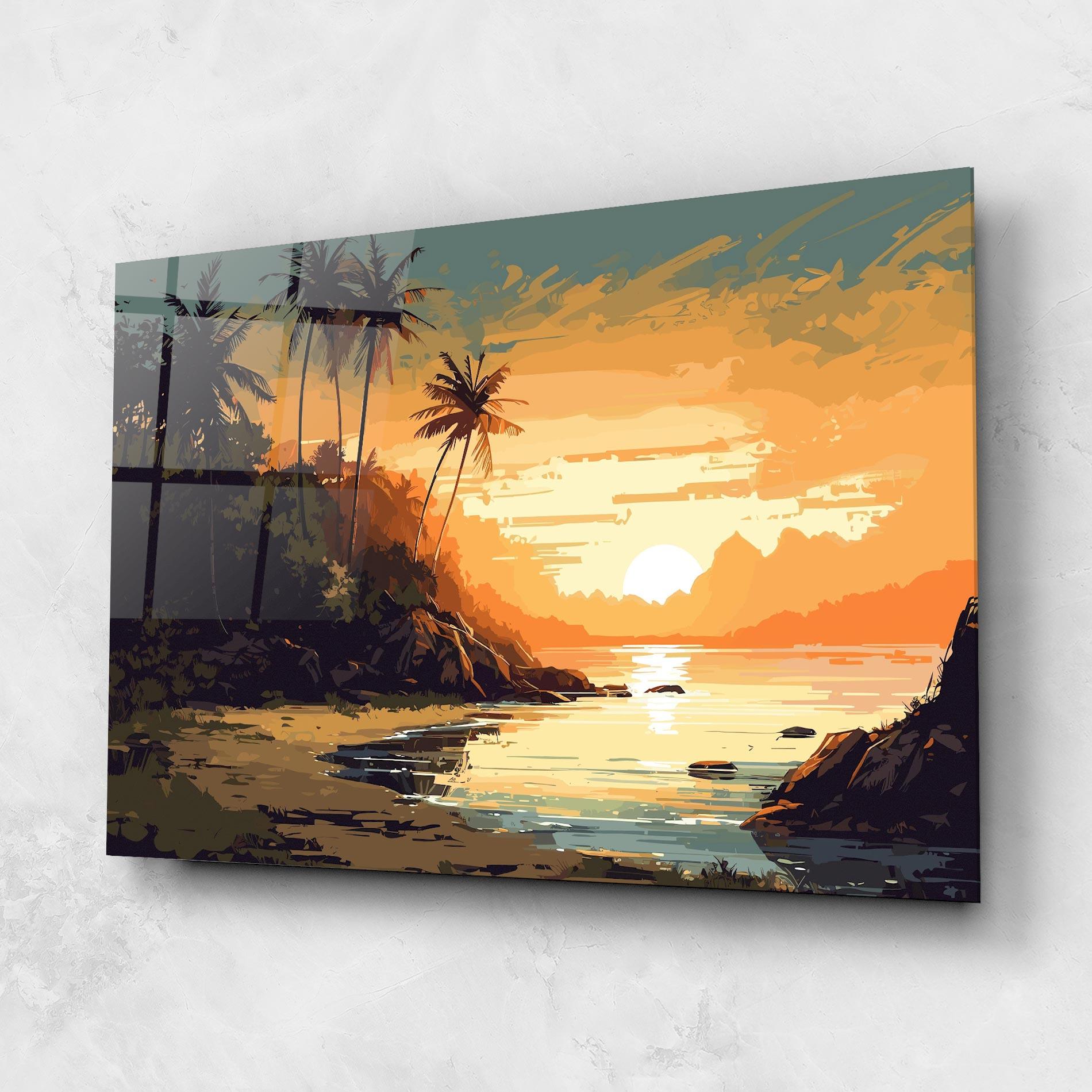 Glasbild Green Yellow Sunset mockup 1