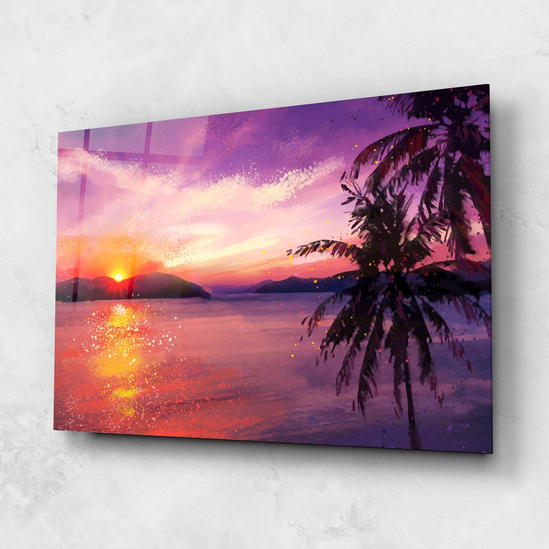 Glasbild Purple Sunrise Art mockup 1