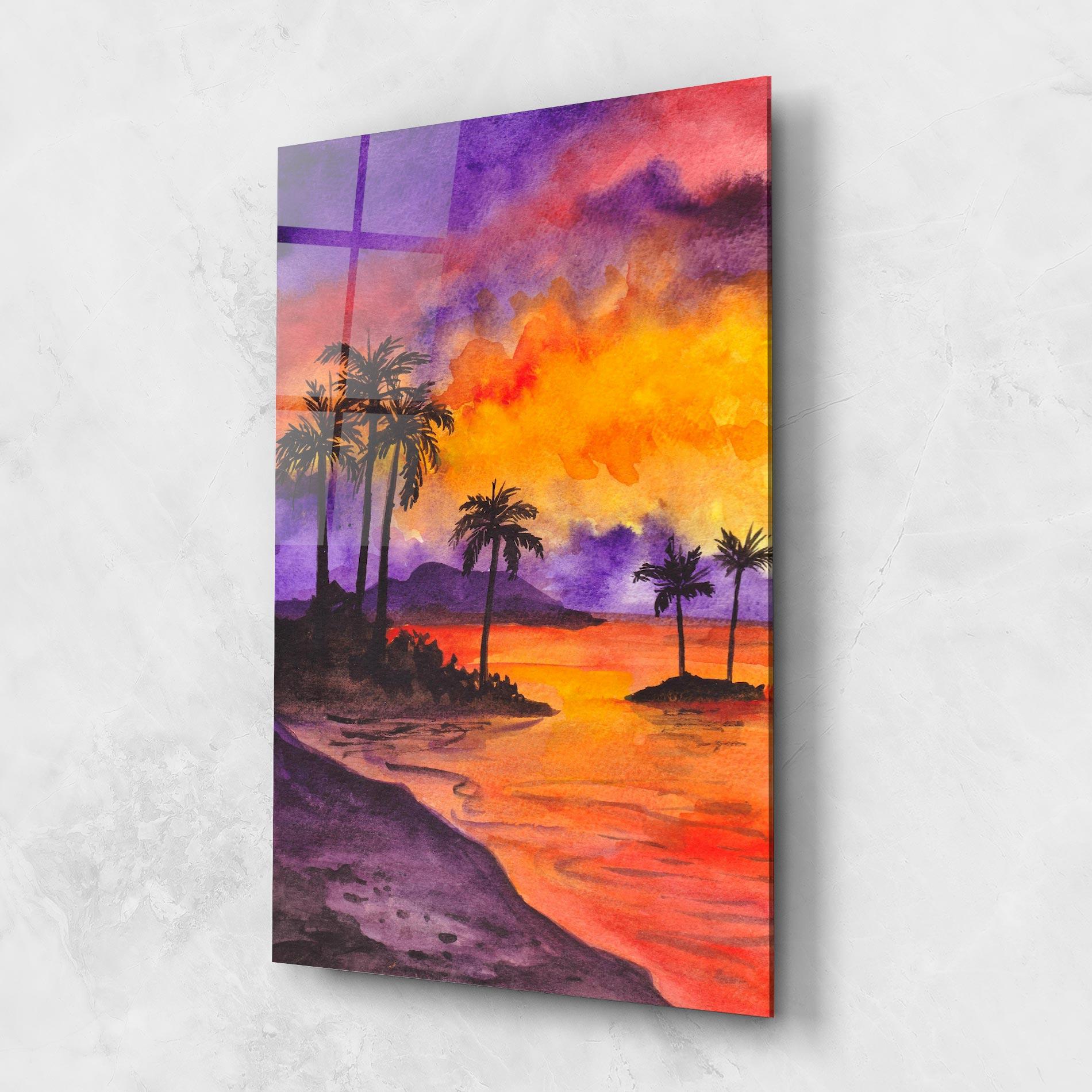 Glasbild Sunset Watercolor Painting mockup 1