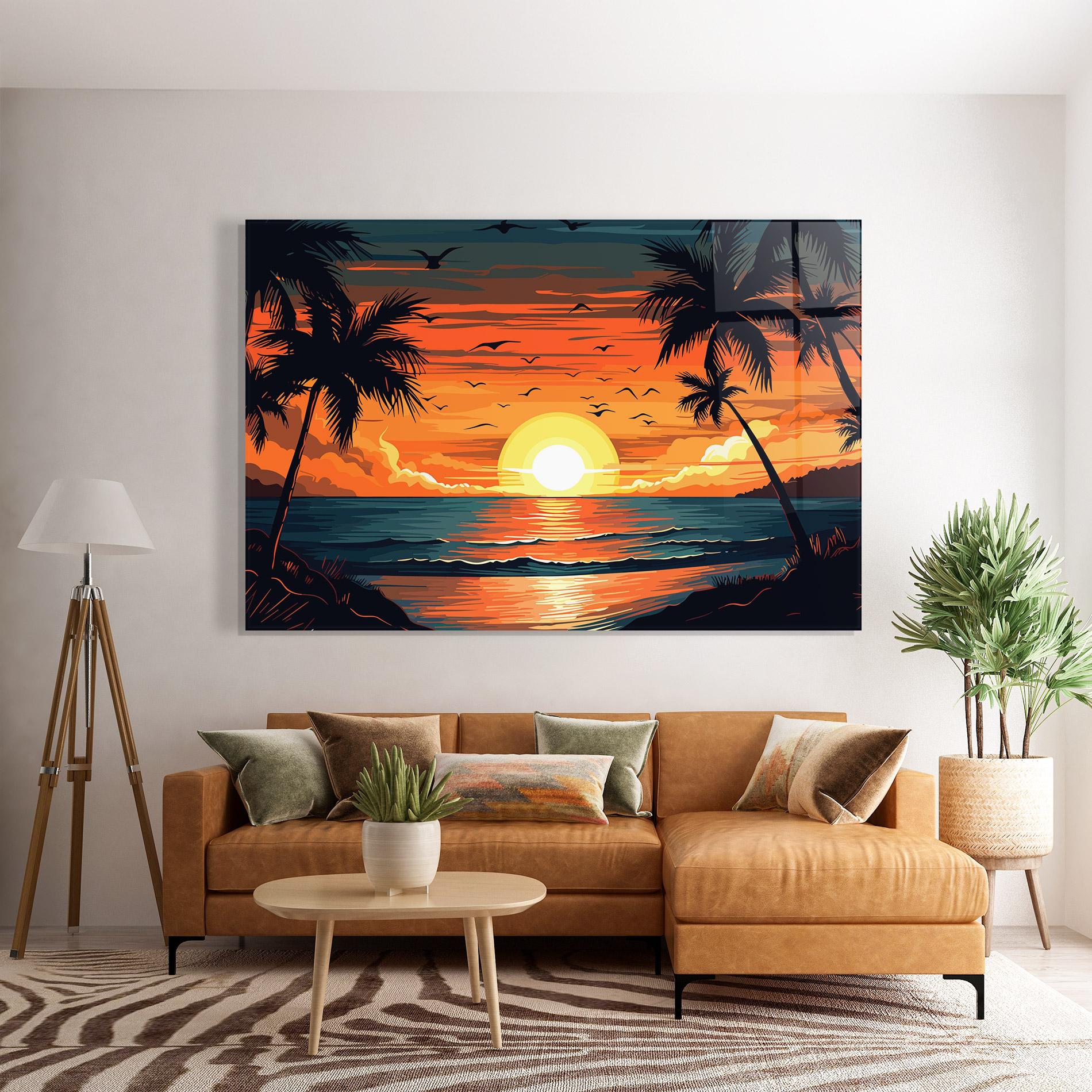 Glasbild Amazing Sunset View mockup 7