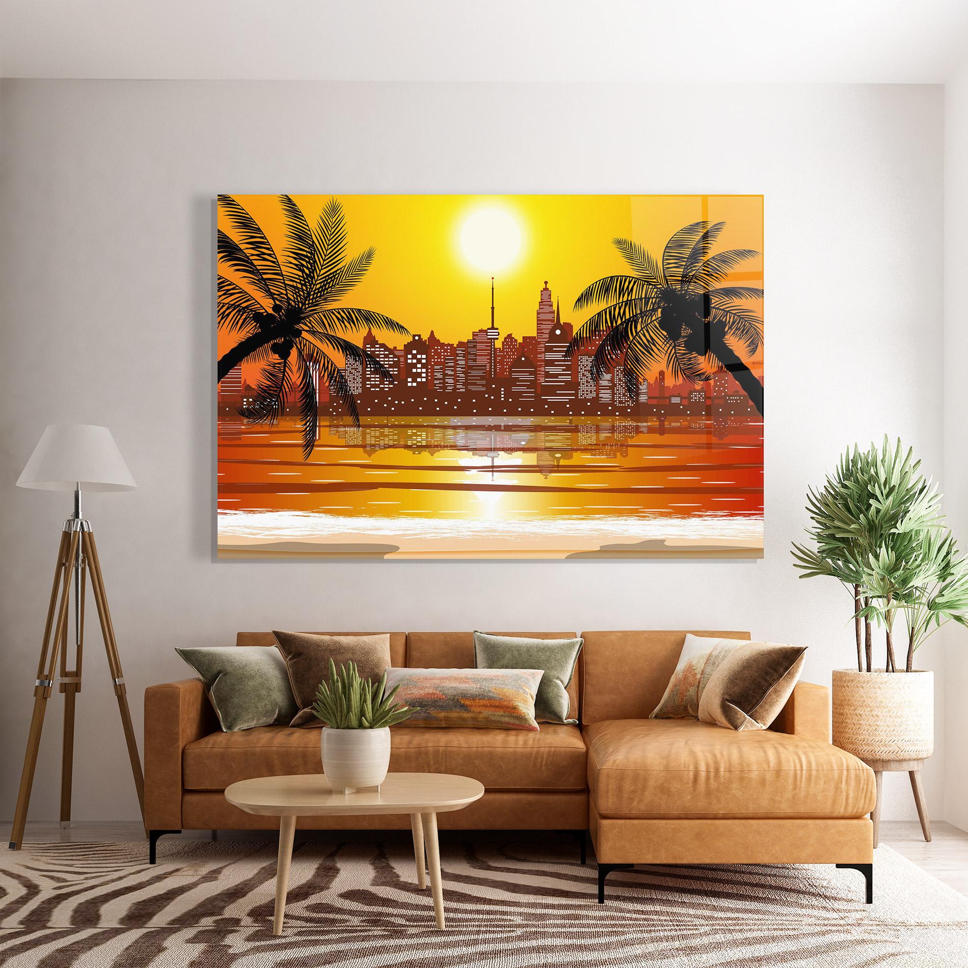 Glasbild City Sunrise View mockup 7