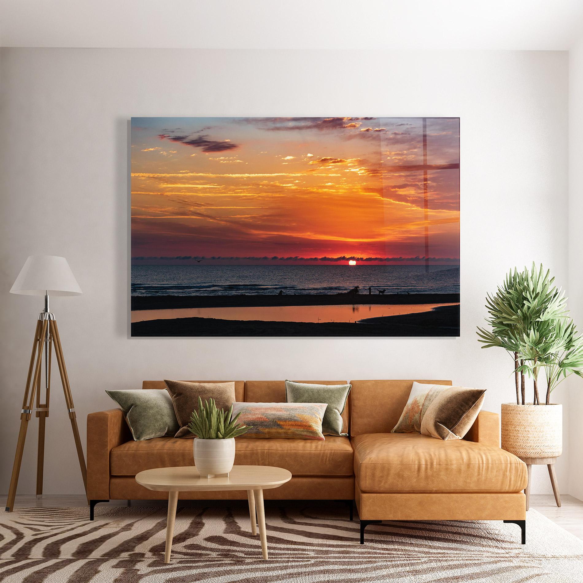 Glasbild Colorful Sunrise Sea mockup 7