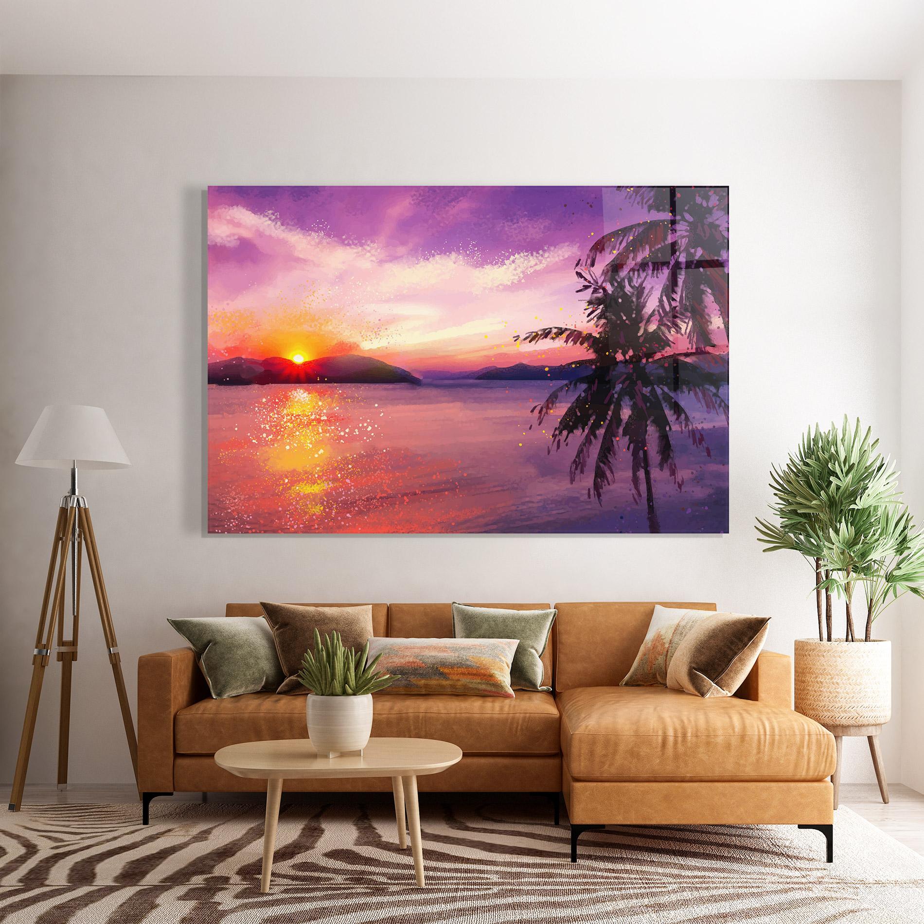Glasbild Purple Sunrise Art mockup 7