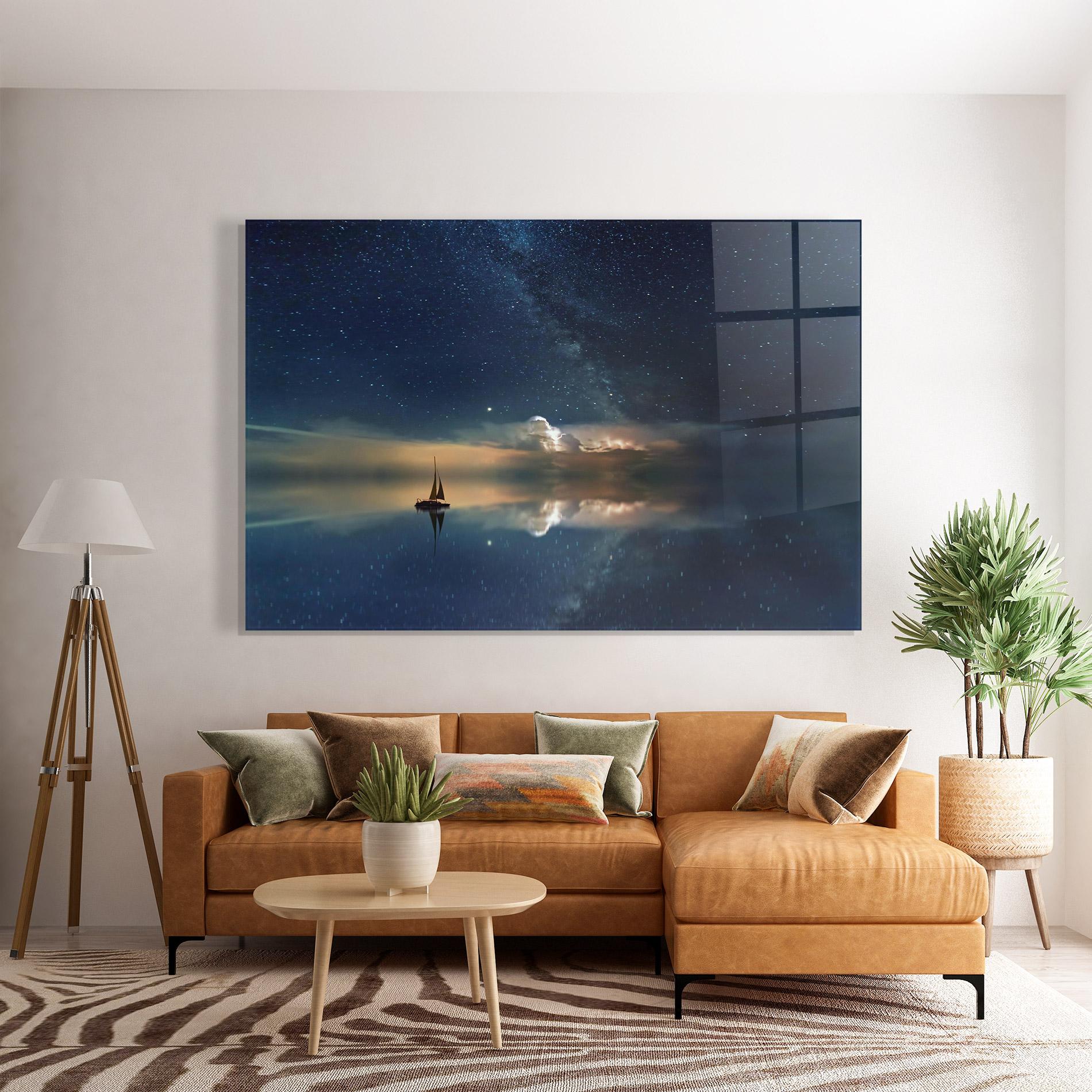 Glasbild Sky Boat mockup 7