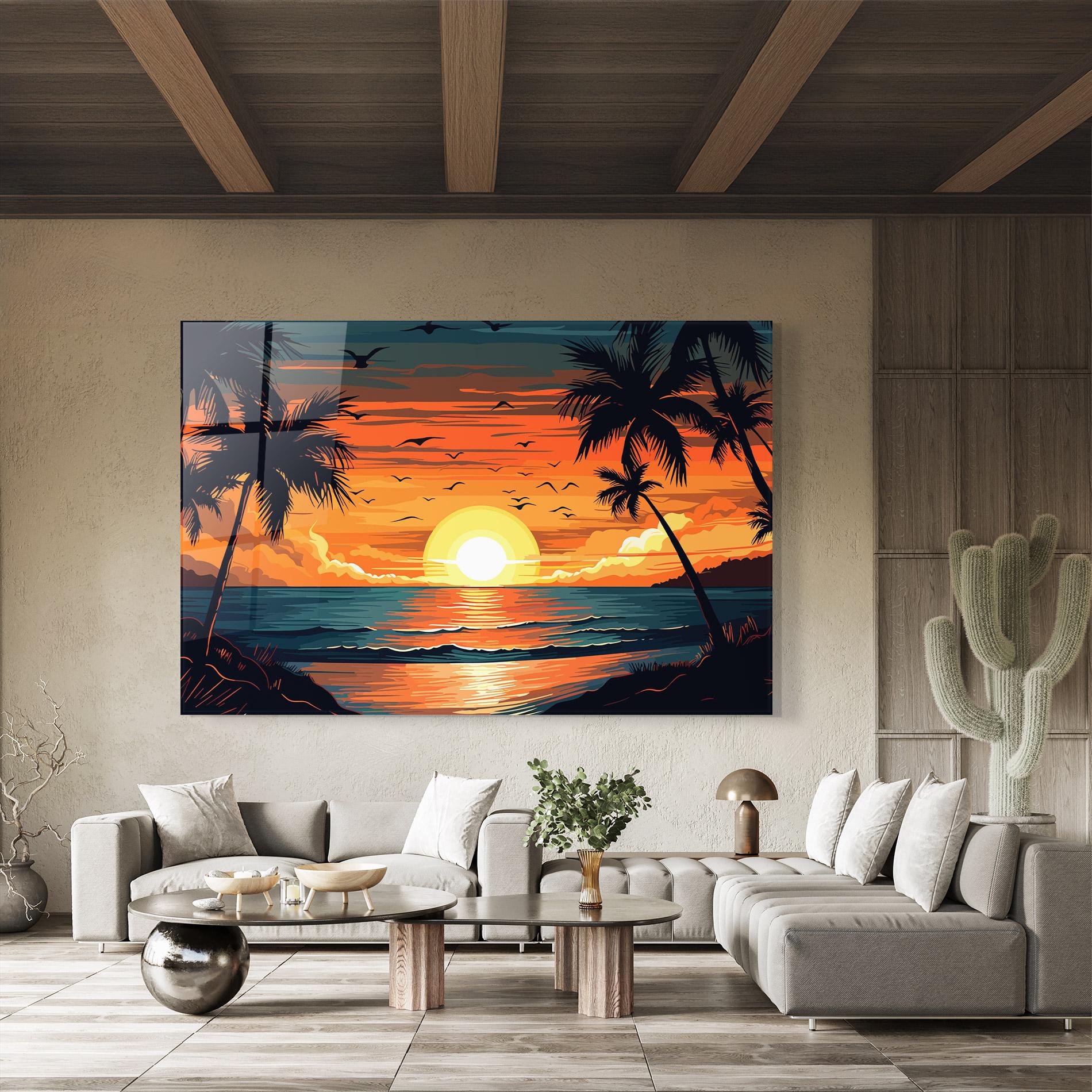 Glasbild Amazing Sunset View mockup 8