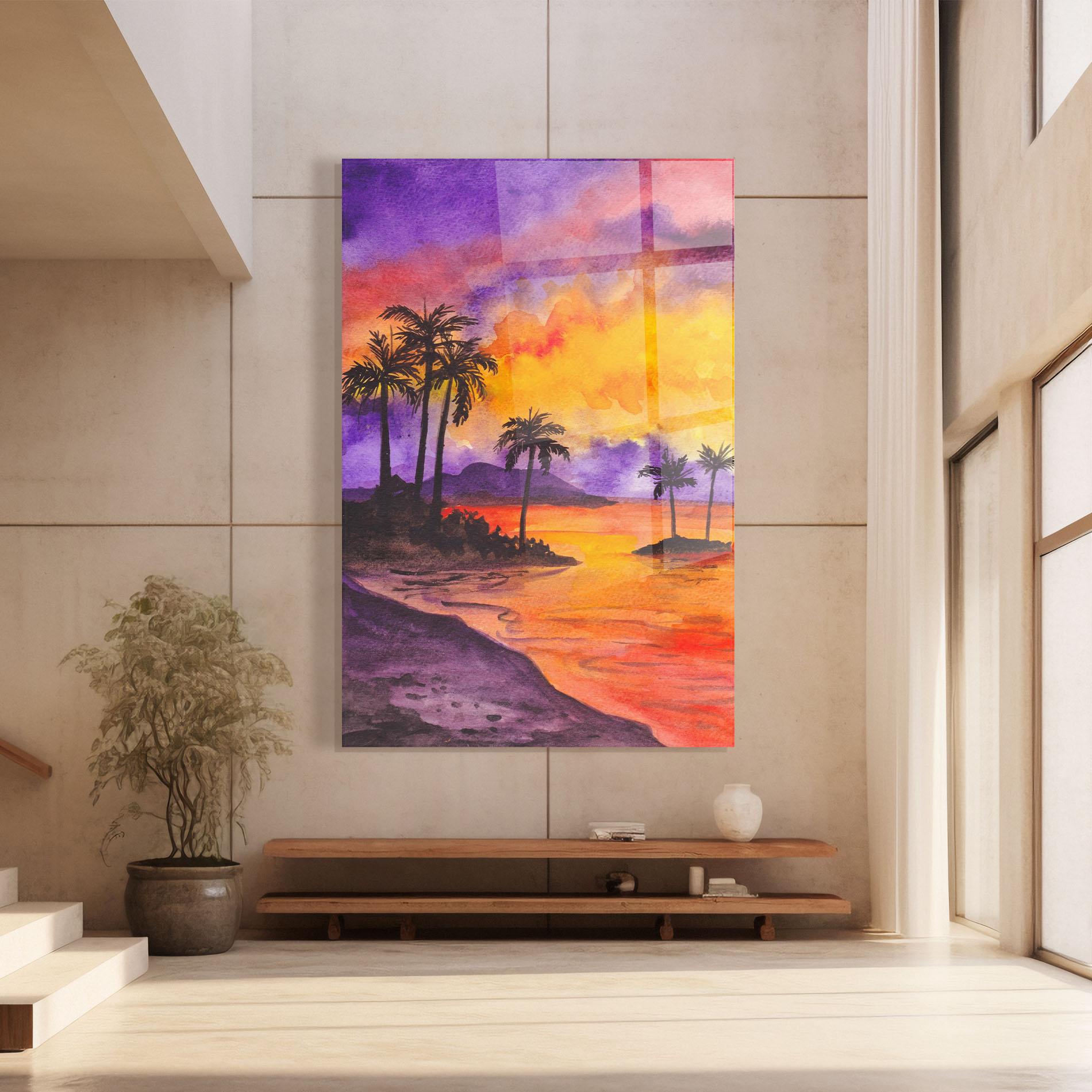 Glasbild Sunset Watercolor Painting mockup 8