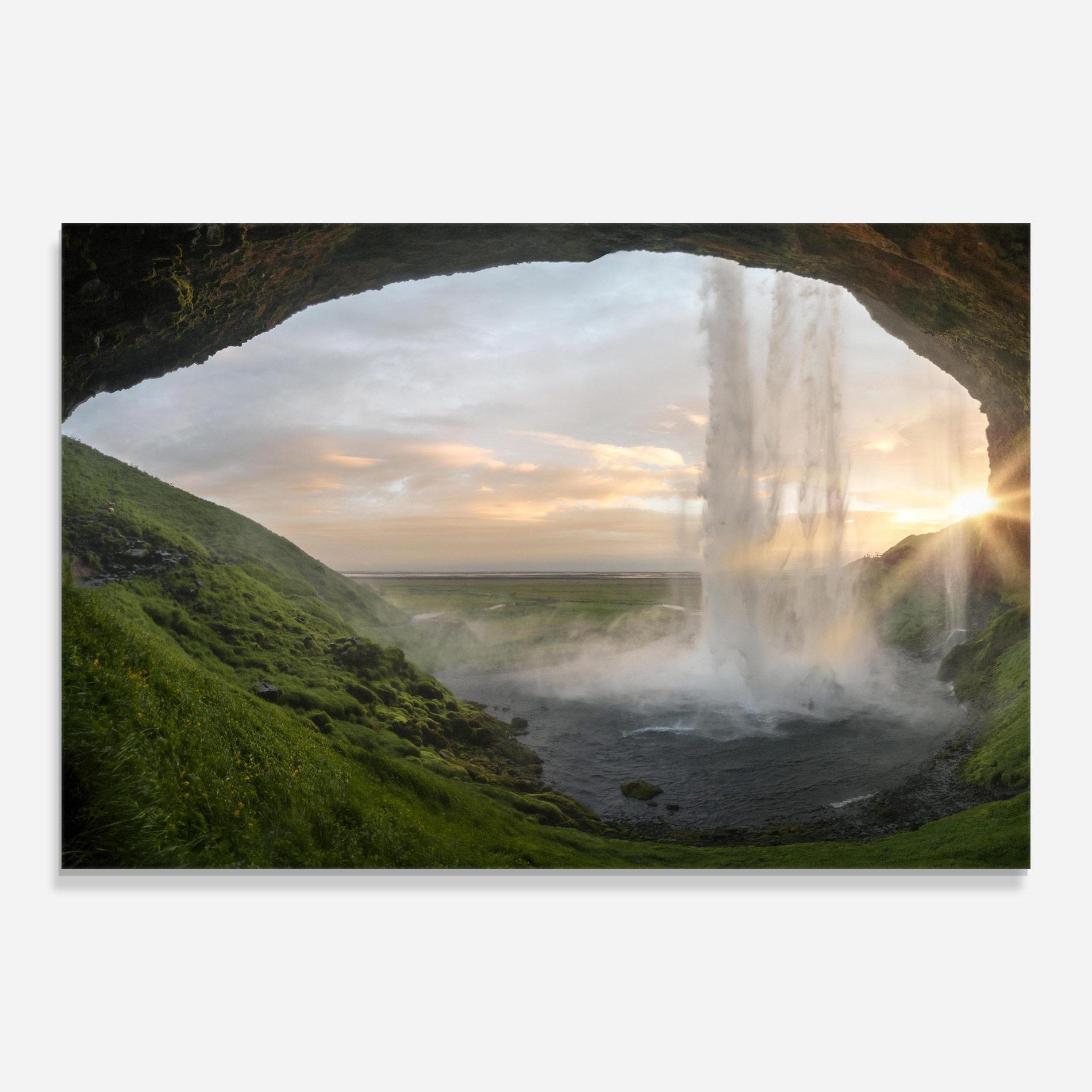 Glasbild Cave Waterfall mockup 0